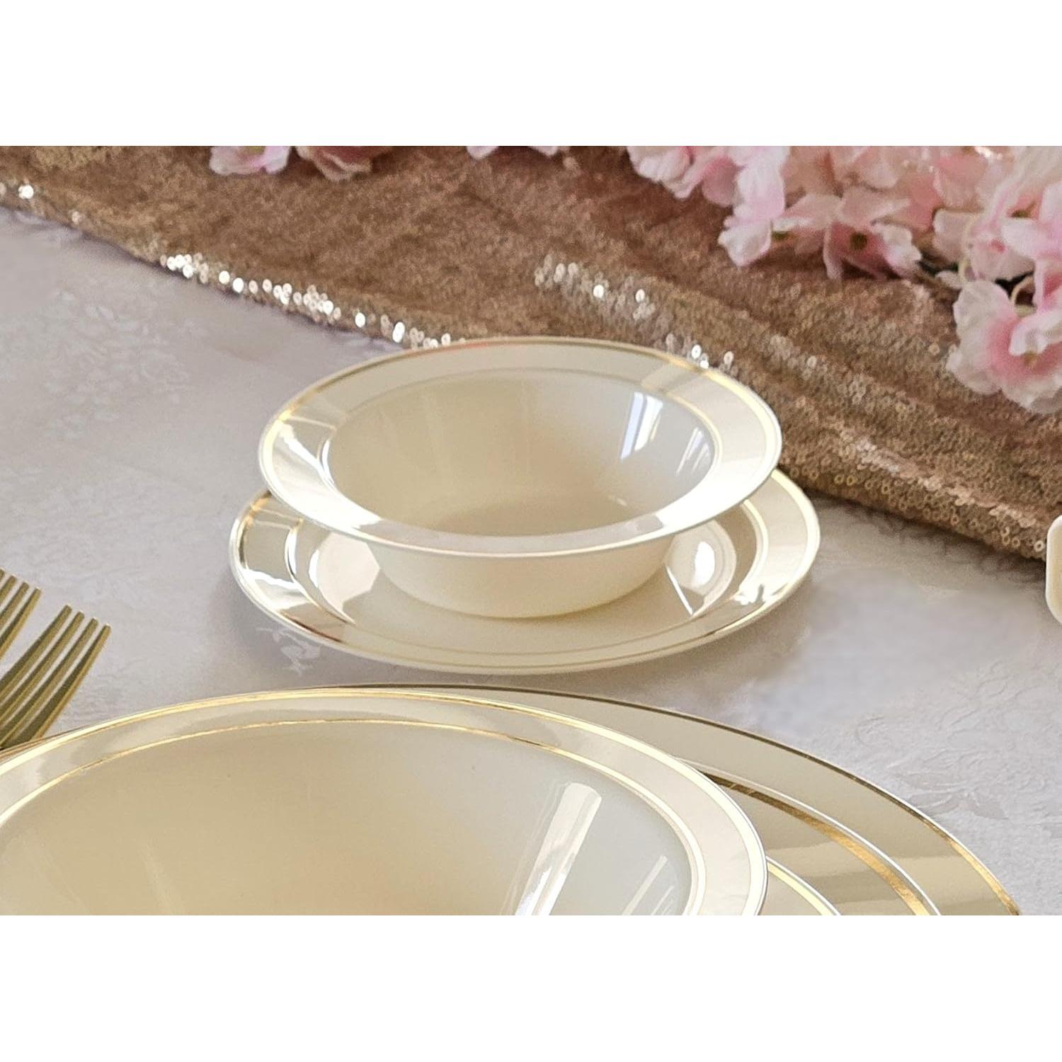 Platos Cargadores Desechables OCCASIONS 60 Piezas 30 cm Marfil Dorado