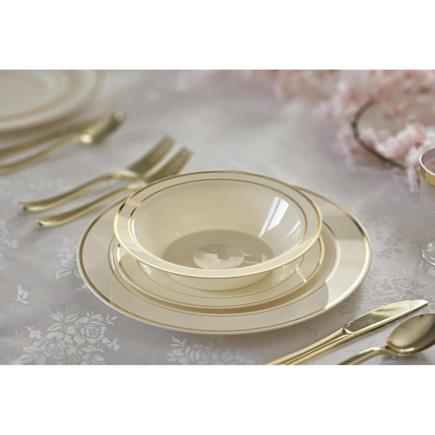 Platos Cargadores Desechables OCCASIONS 60 Piezas 30 cm Marfil Dorado