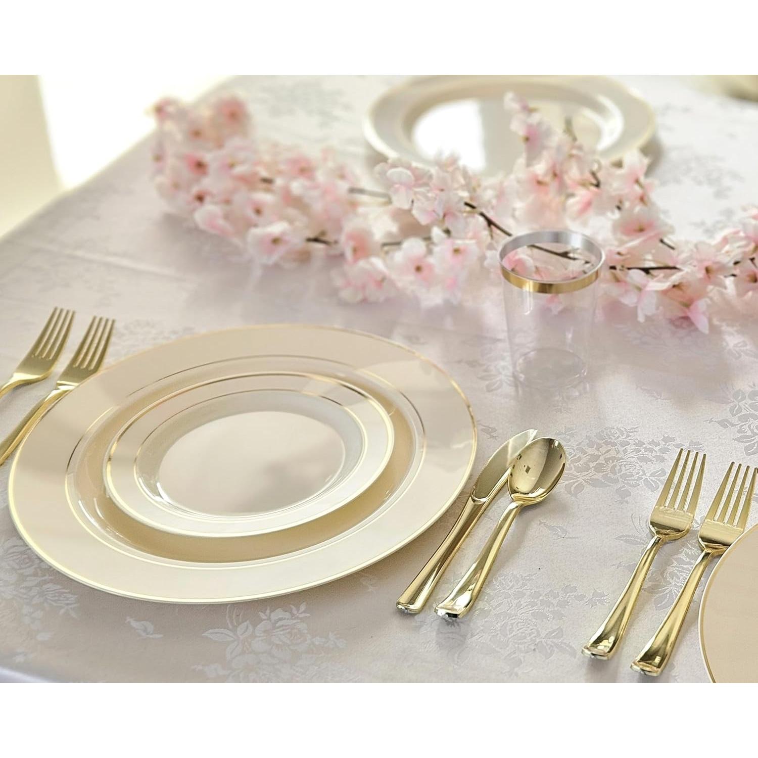 Platos Cargadores Desechables OCCASIONS 60 Piezas 30 cm Marfil Dorado