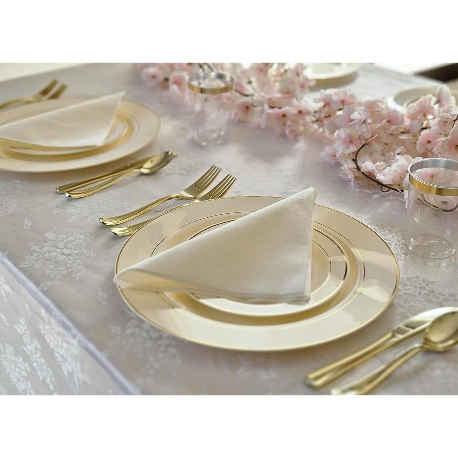 Platos Cargadores Desechables OCCASIONS 60 Piezas 30 cm Marfil Dorado