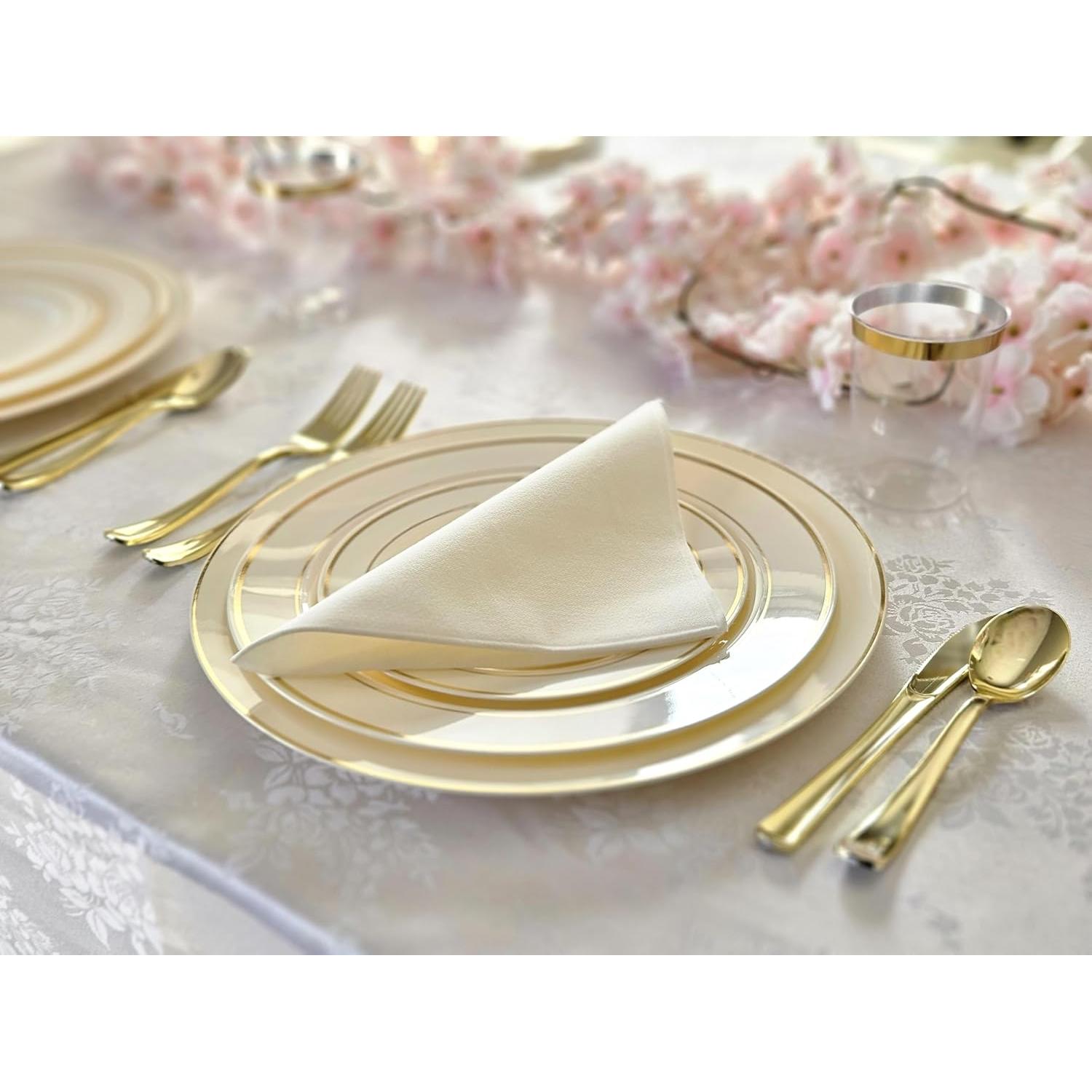Platos Cargadores Desechables OCCASIONS 60 Piezas 30 cm Marfil Dorado