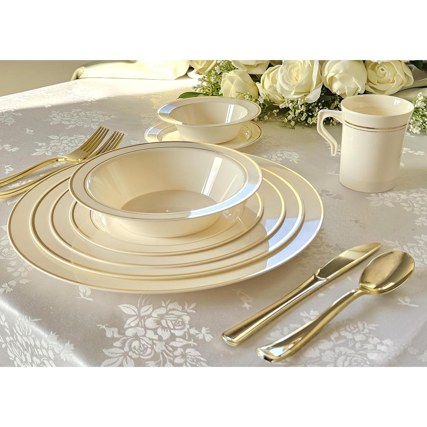 Platos Cargadores Desechables OCCASIONS 60 Piezas 30 cm Marfil Dorado