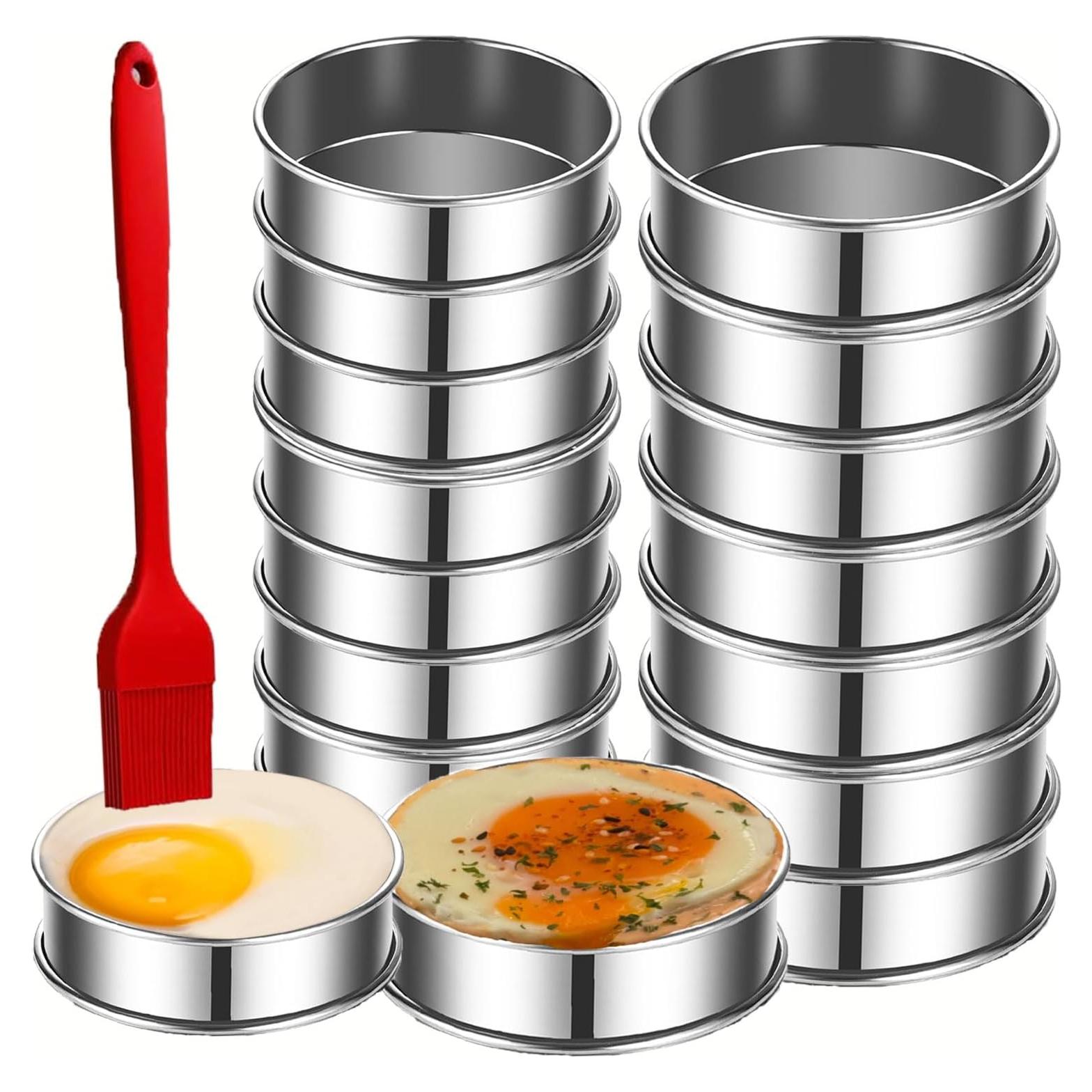 Set de Anillos de Muffin Crumpet DATANYA 16 Piezas Acero Inoxidable