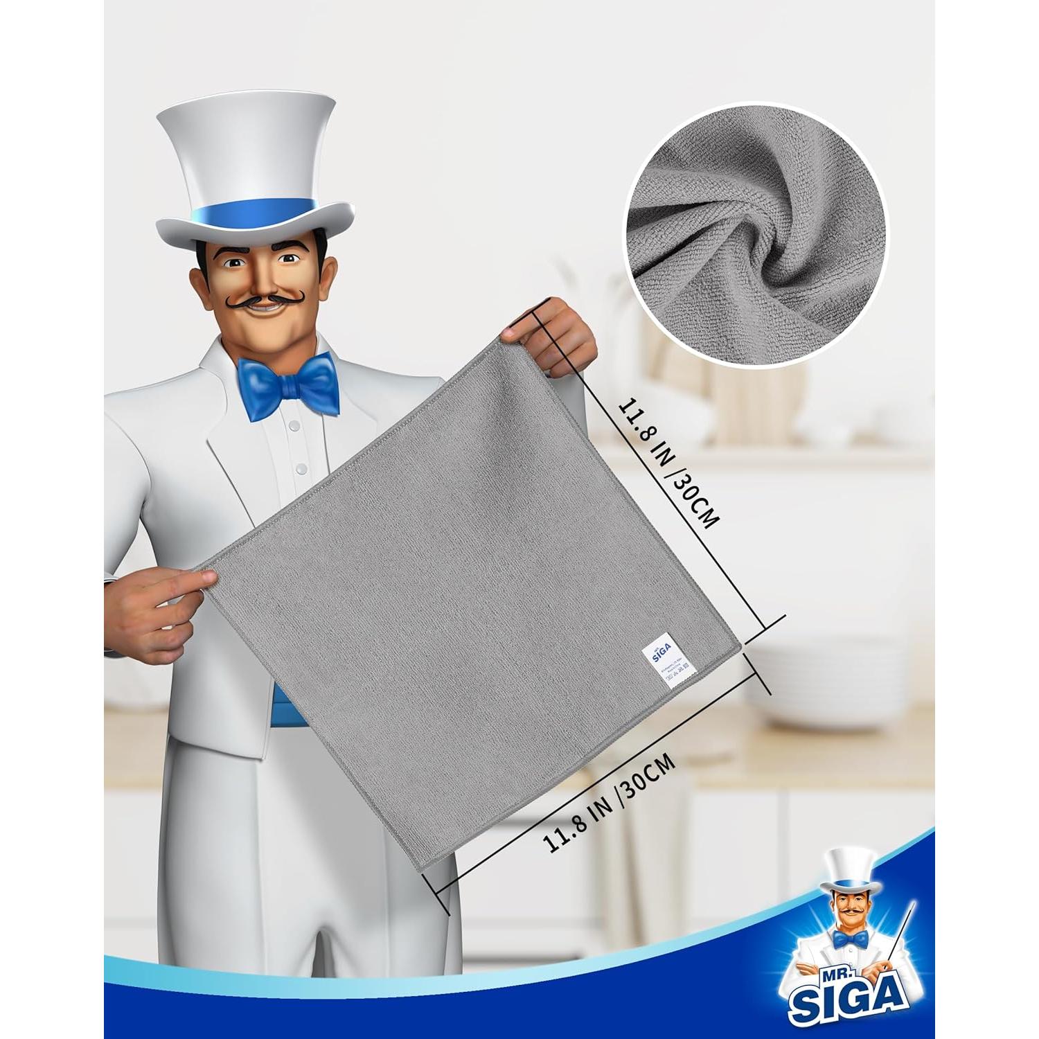 Paño de Microfibra MR.SIGA 30x30 cm - 15 Unidades Gris