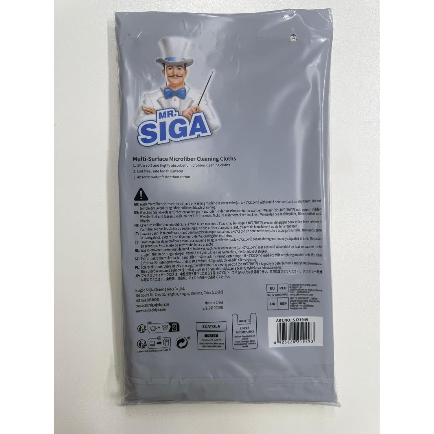 Paño de Microfibra MR.SIGA 30x30 cm - 15 Unidades Gris