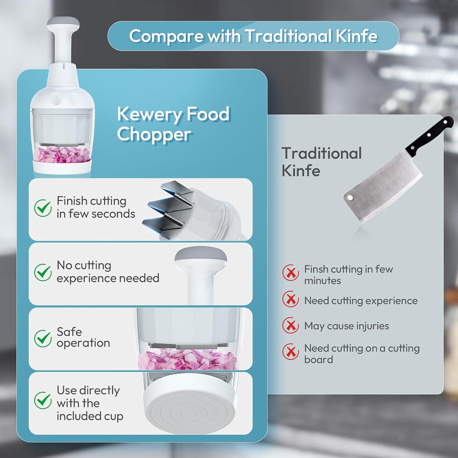 Picador Manual de Alimentos Kewery Chopper-P Blanco 272g