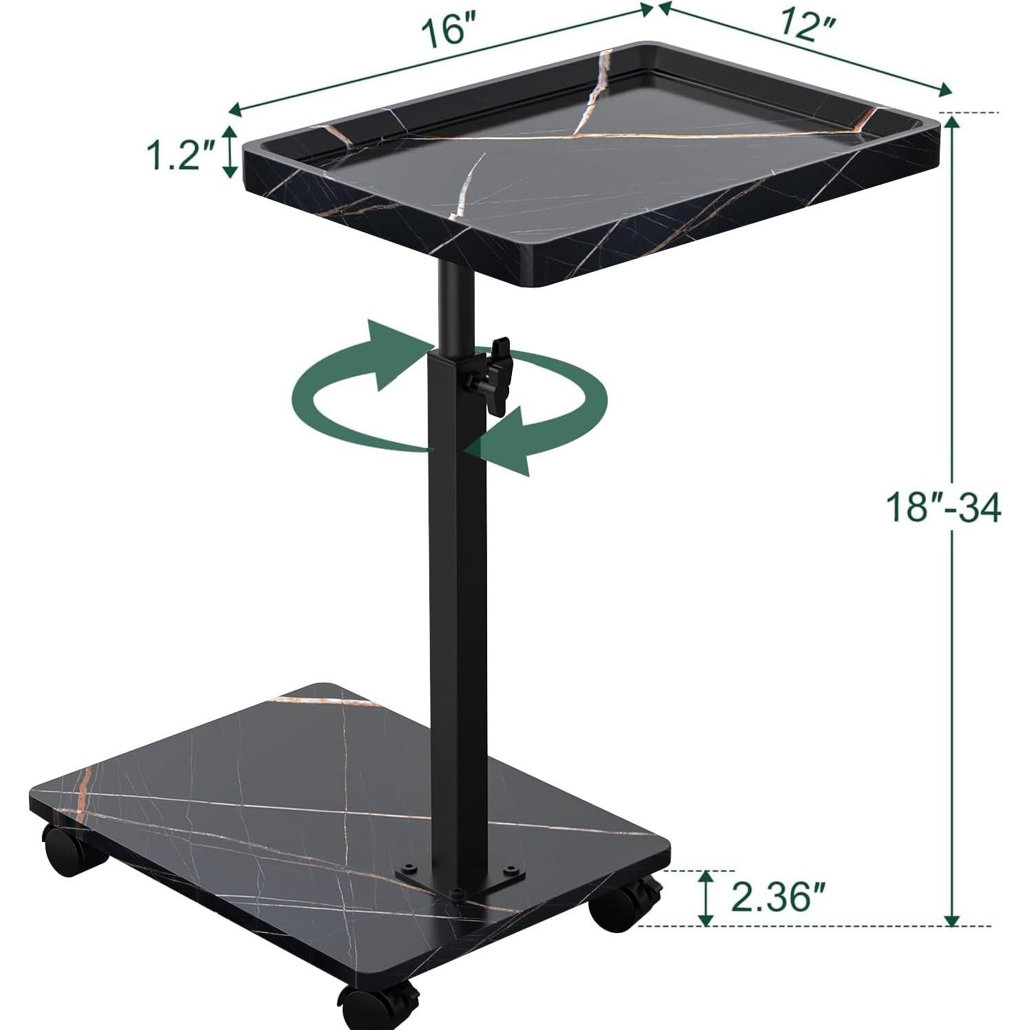 Mesa Auxiliar Ajustable XNSDXV Negra, Mesa C Giratoria 360°
