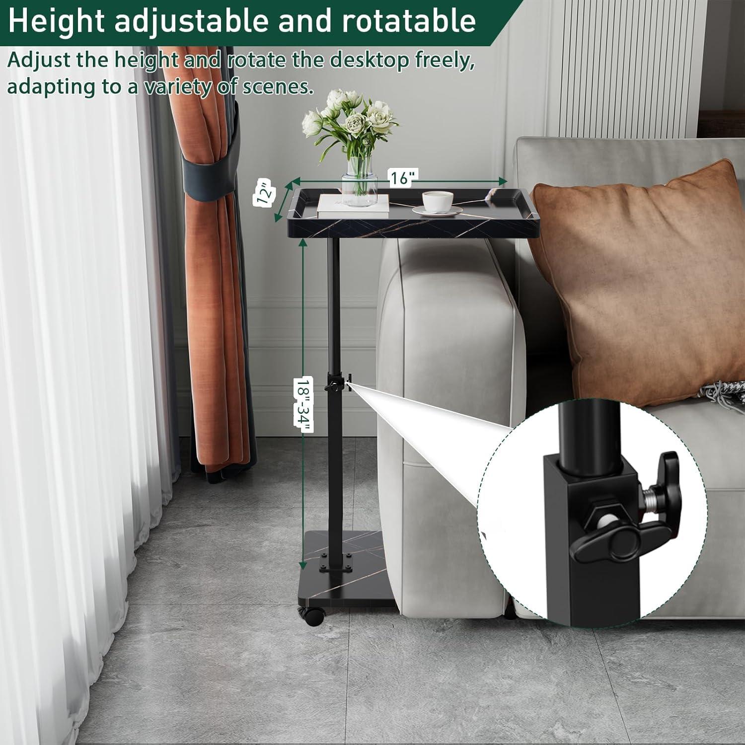 Mesa Auxiliar Ajustable XNSDXV Negra, Mesa C Giratoria 360°