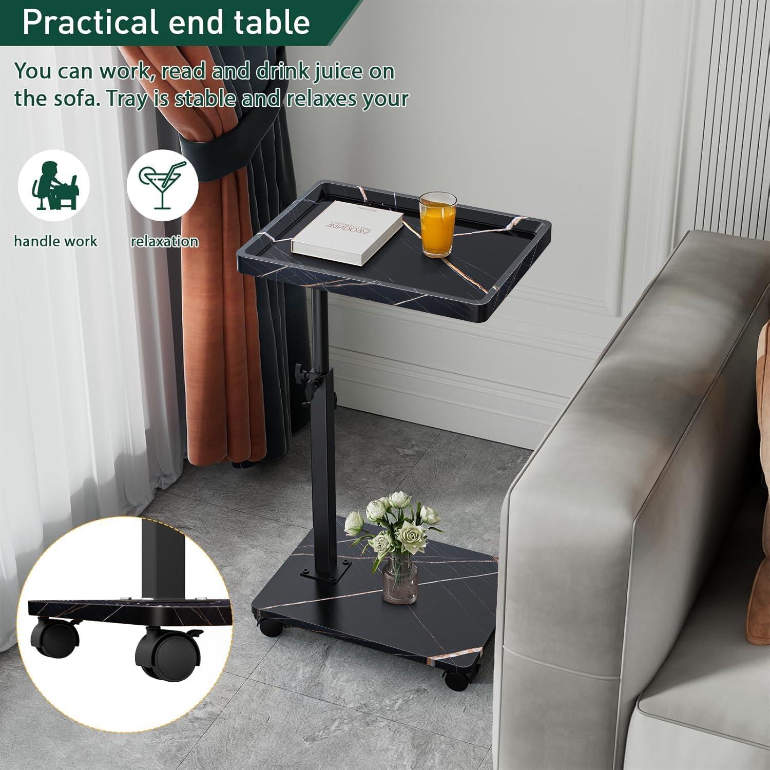 Mesa Auxiliar Ajustable XNSDXV Negra, Mesa C Giratoria 360°