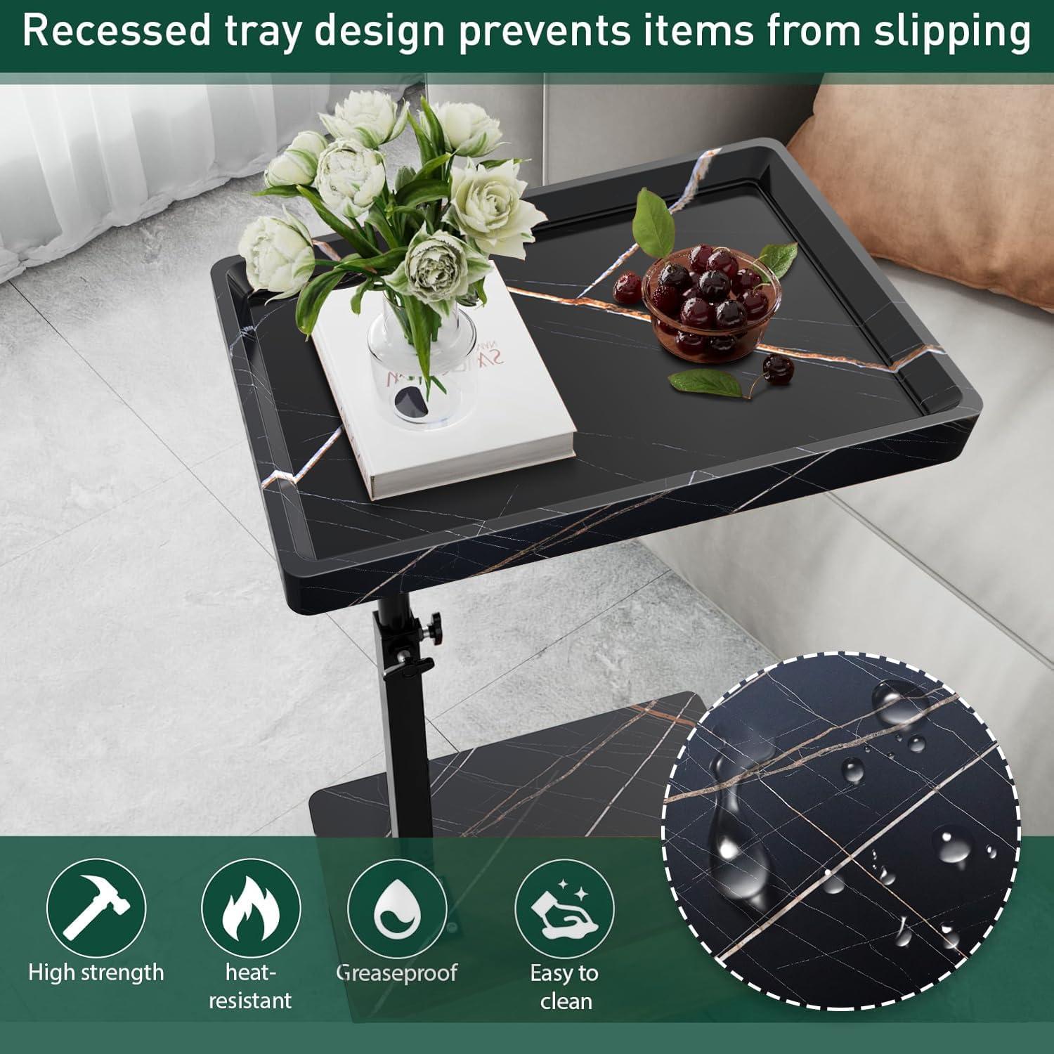 Mesa Auxiliar Ajustable XNSDXV Negra, Mesa C Giratoria 360°