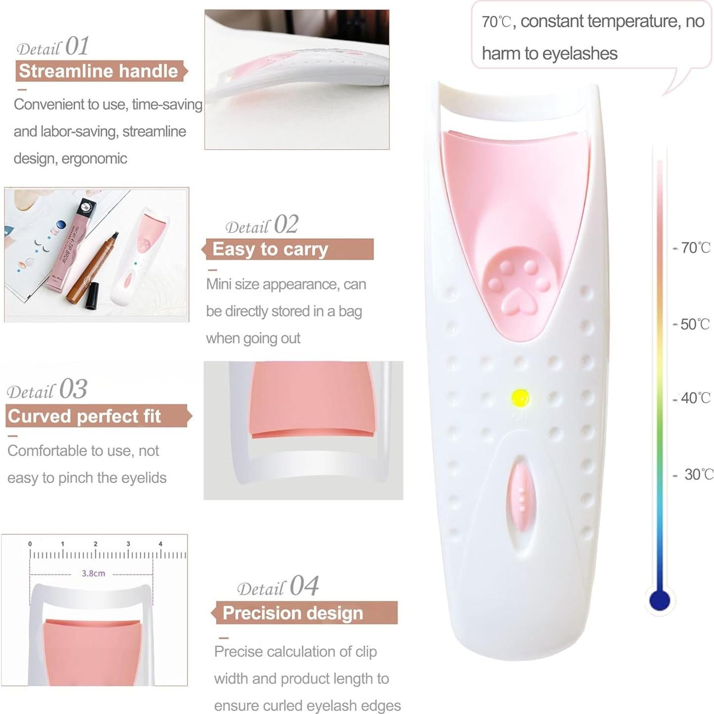 Rizador de Pestañas Eléctrico Portátil Whybraw Rosa