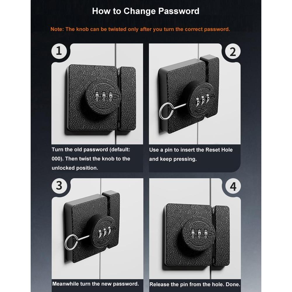 Cerradura de Gabinete ETEKJOY Sin Llave 3 Dígitos 90 Grados