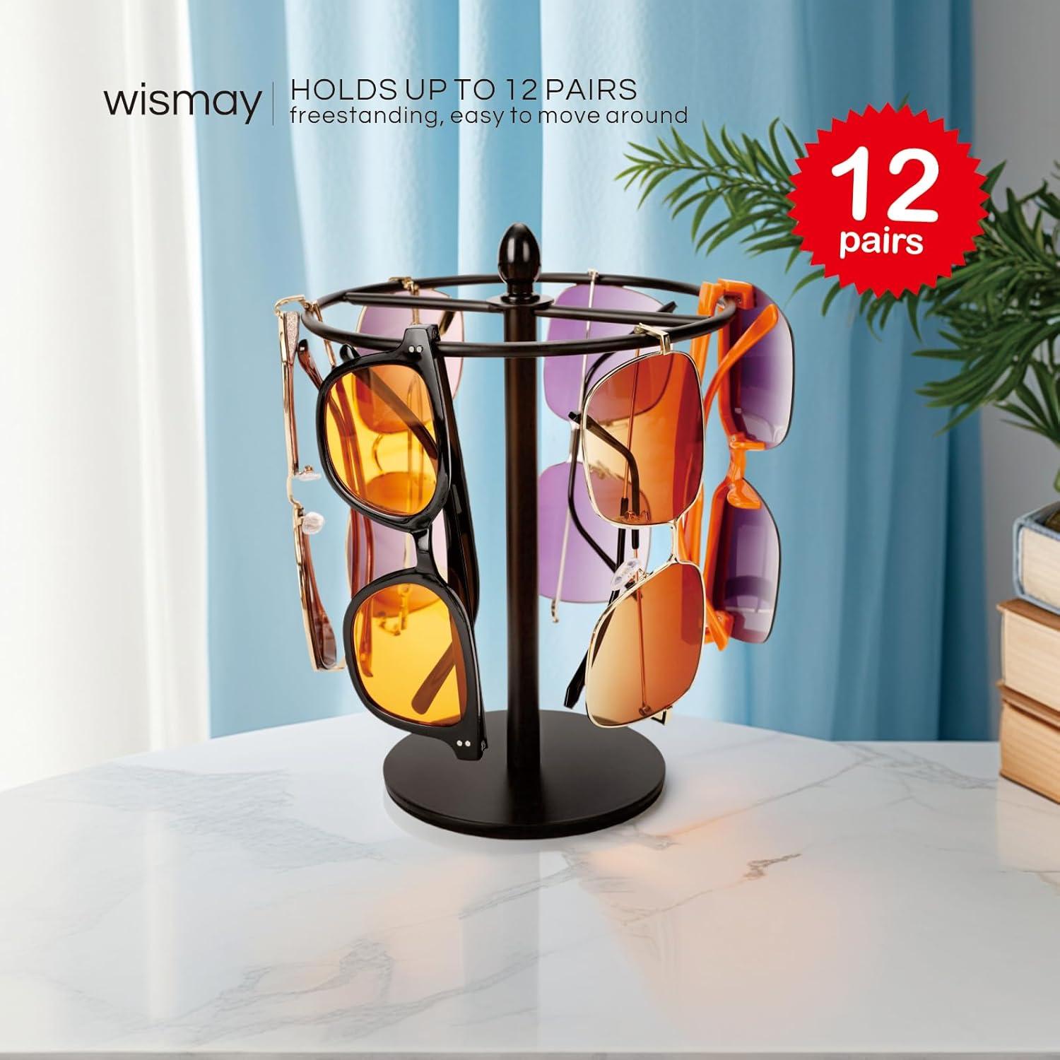 Soporte para Gafas de Sol Wismay, Acero Inoxidable, 12 Pares, Negro