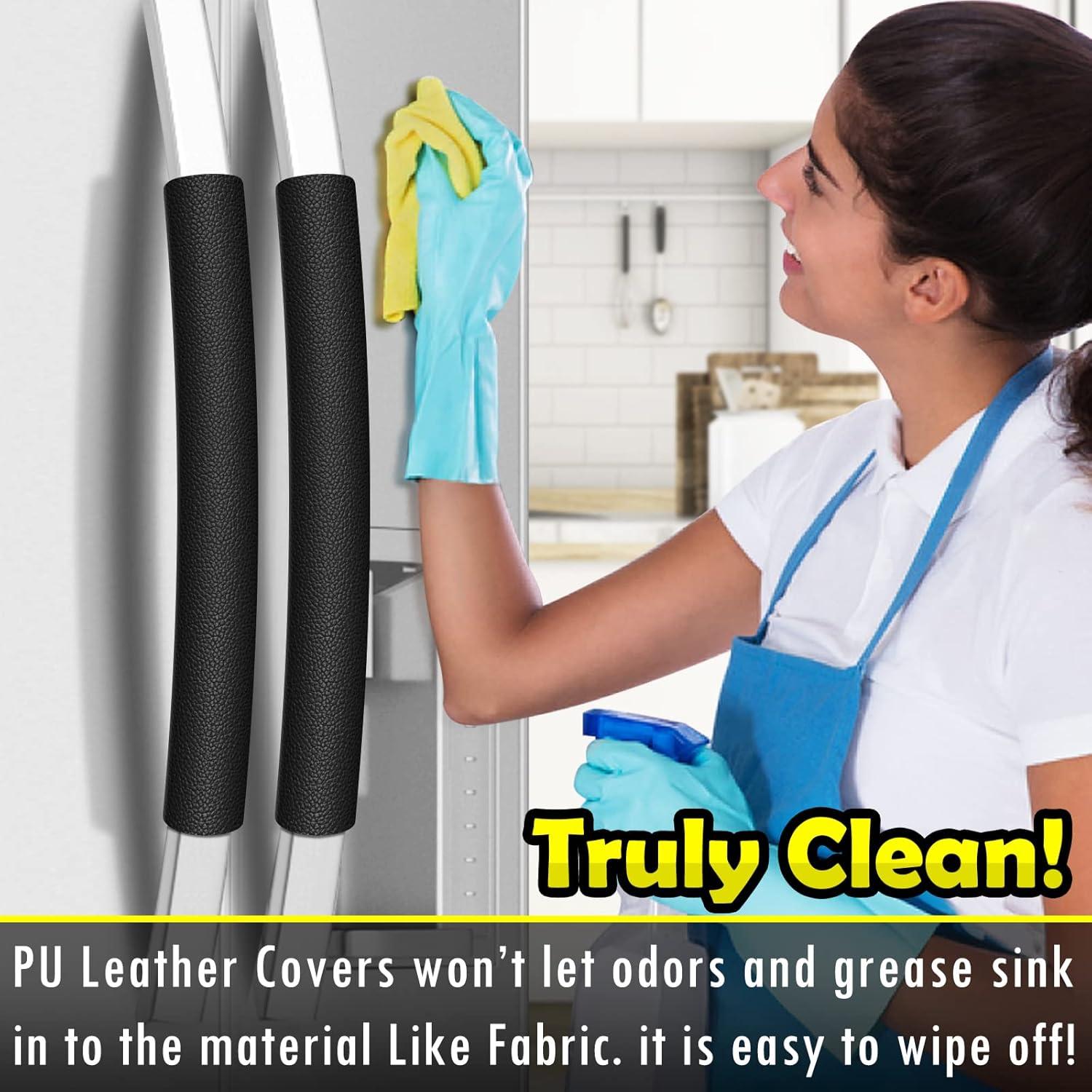 Cubiertas de Manijas de Cocina Royleath 6PCS Cuero Negro