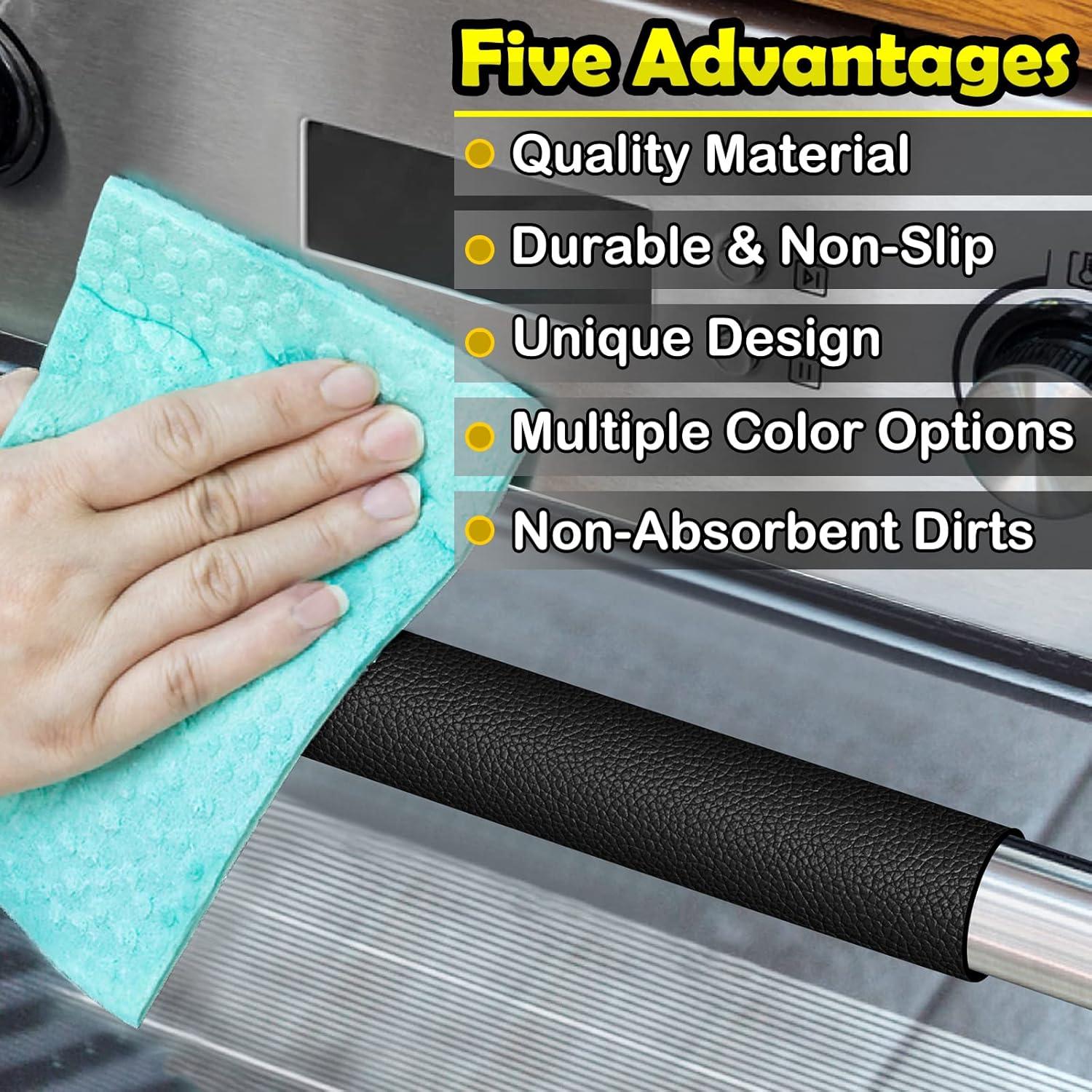 Cubiertas de Manijas de Cocina Royleath 6PCS Cuero Negro