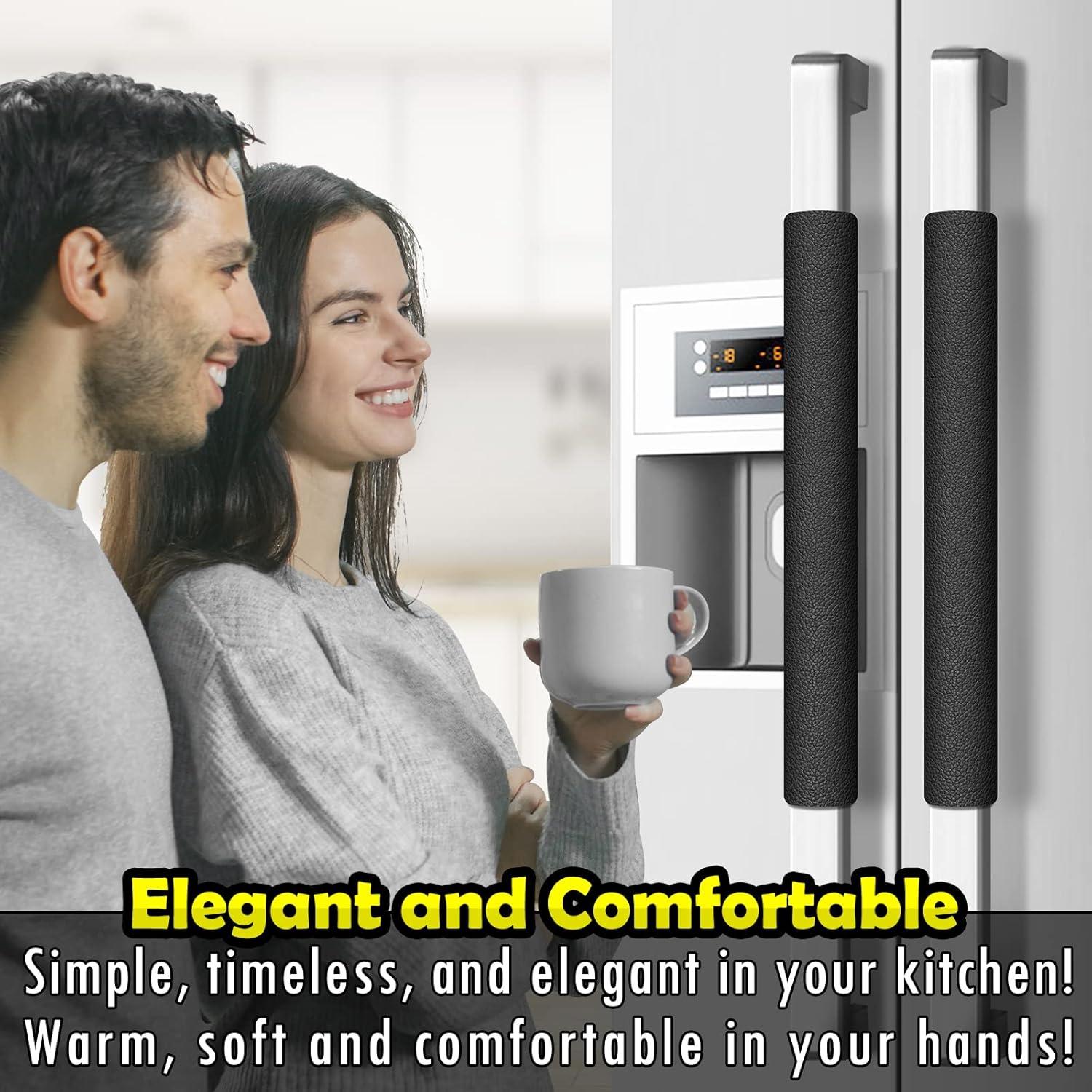 Cubiertas de Manijas de Cocina Royleath 6PCS Cuero Negro