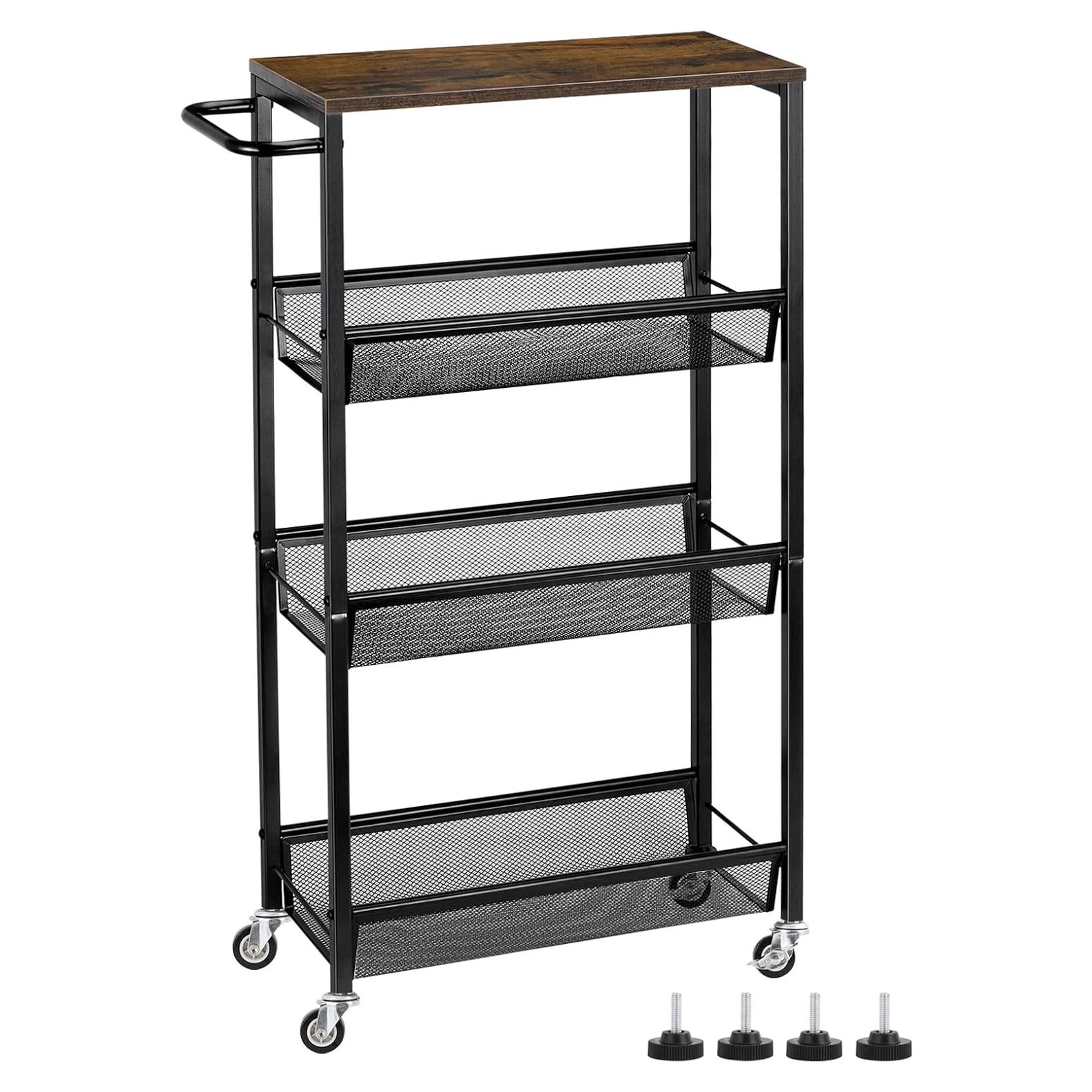 Carrito de Almacenamiento Estrecho MOOACE 4 Niveles Negro
