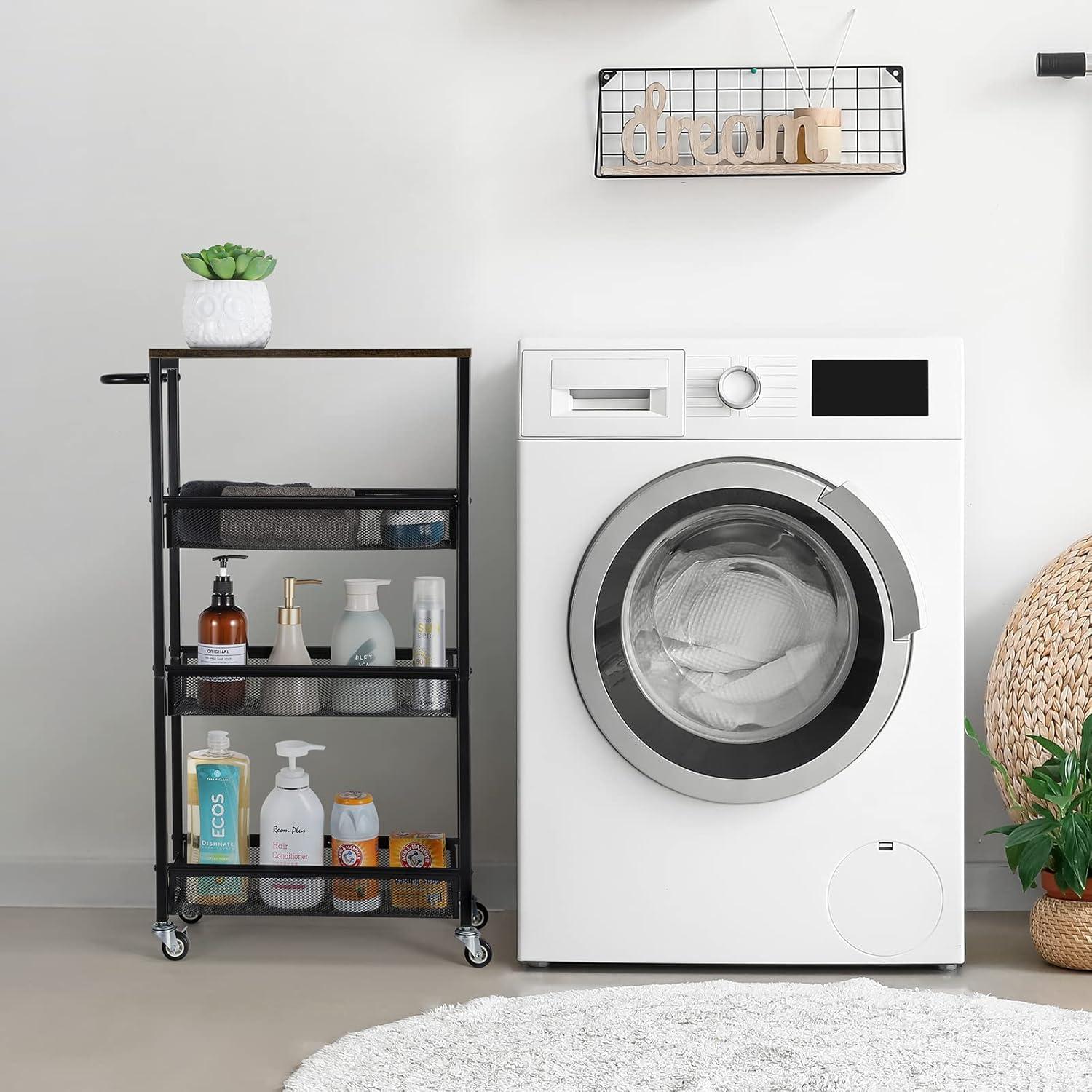 Carrito de Almacenamiento Estrecho MOOACE 4 Niveles Negro