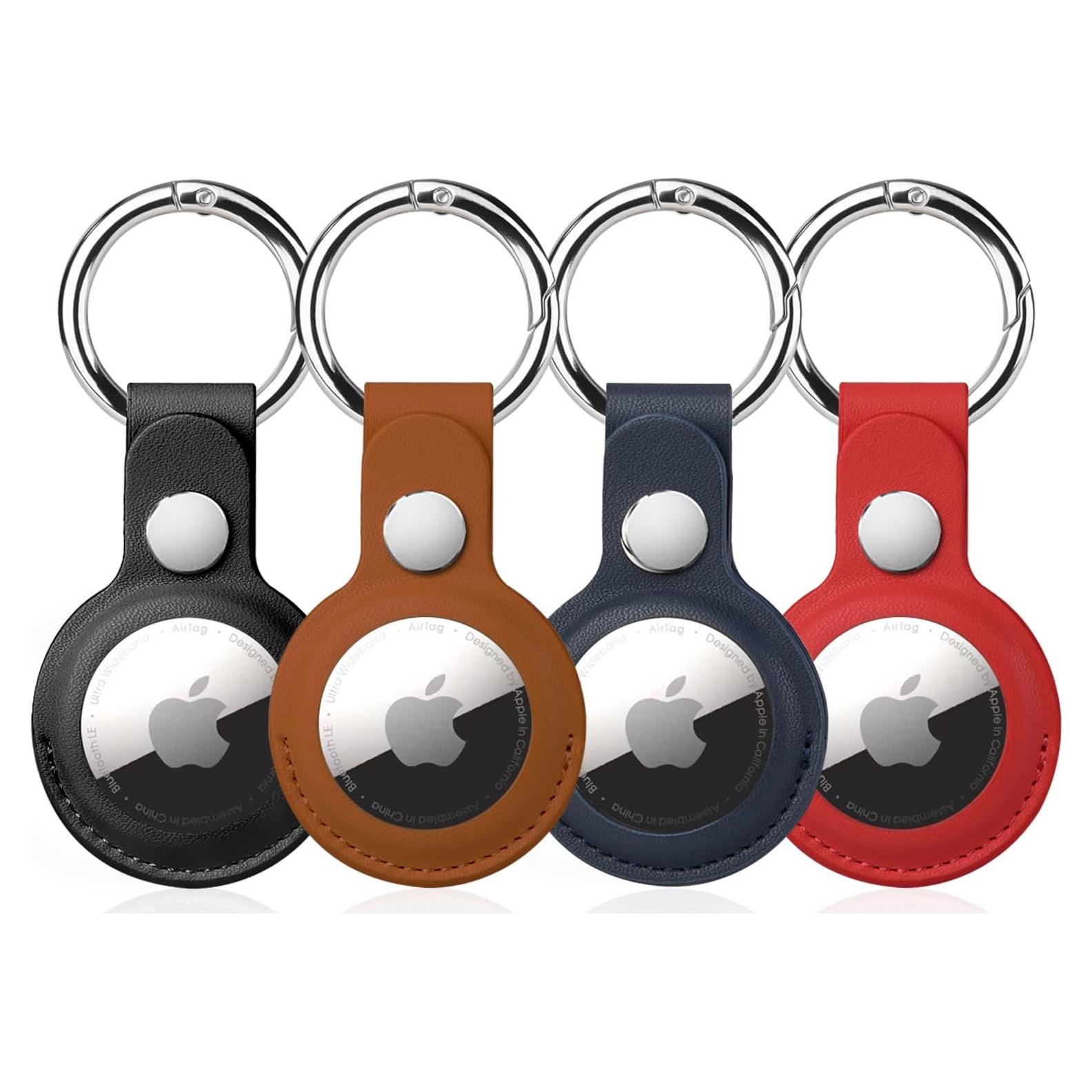 4 Pack Soporte Airtag QYQa para Apple Air Tag - Funda PU Cuero