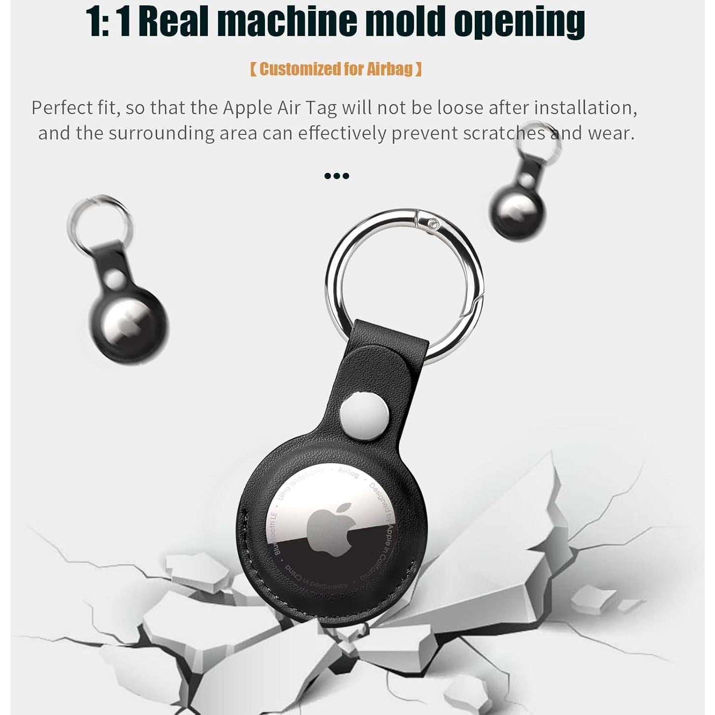 4 Pack Soporte Airtag QYQa para Apple Air Tag - Funda PU Cuero