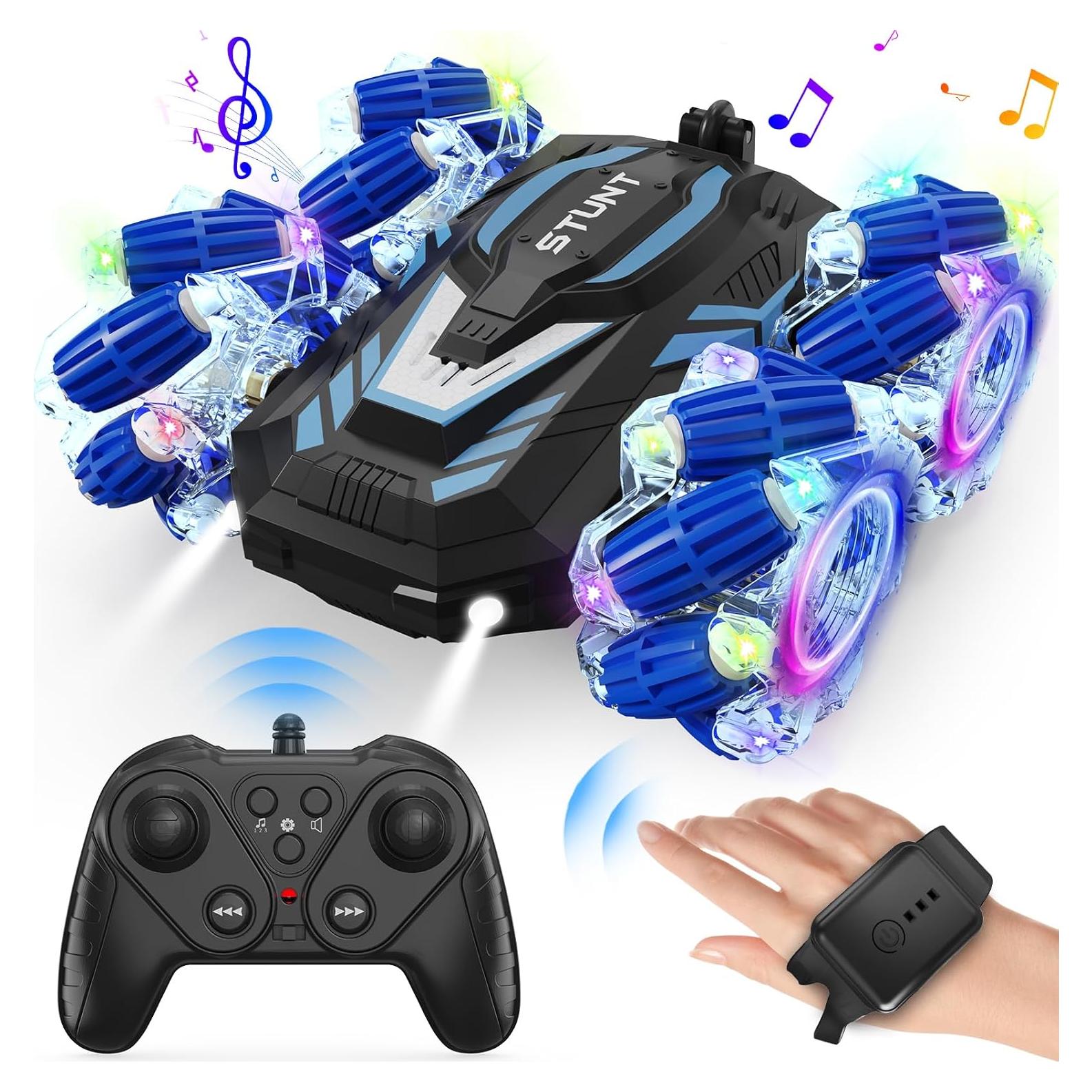 Toddler RC car，Gesture Sensing RC Stunt Car, Light and Music Remote Control Car, Double-Sided 360-degree Rotation Stunt Off-Road Vehicle, Birthday Gift for Boys and Girls Aged 3-12.