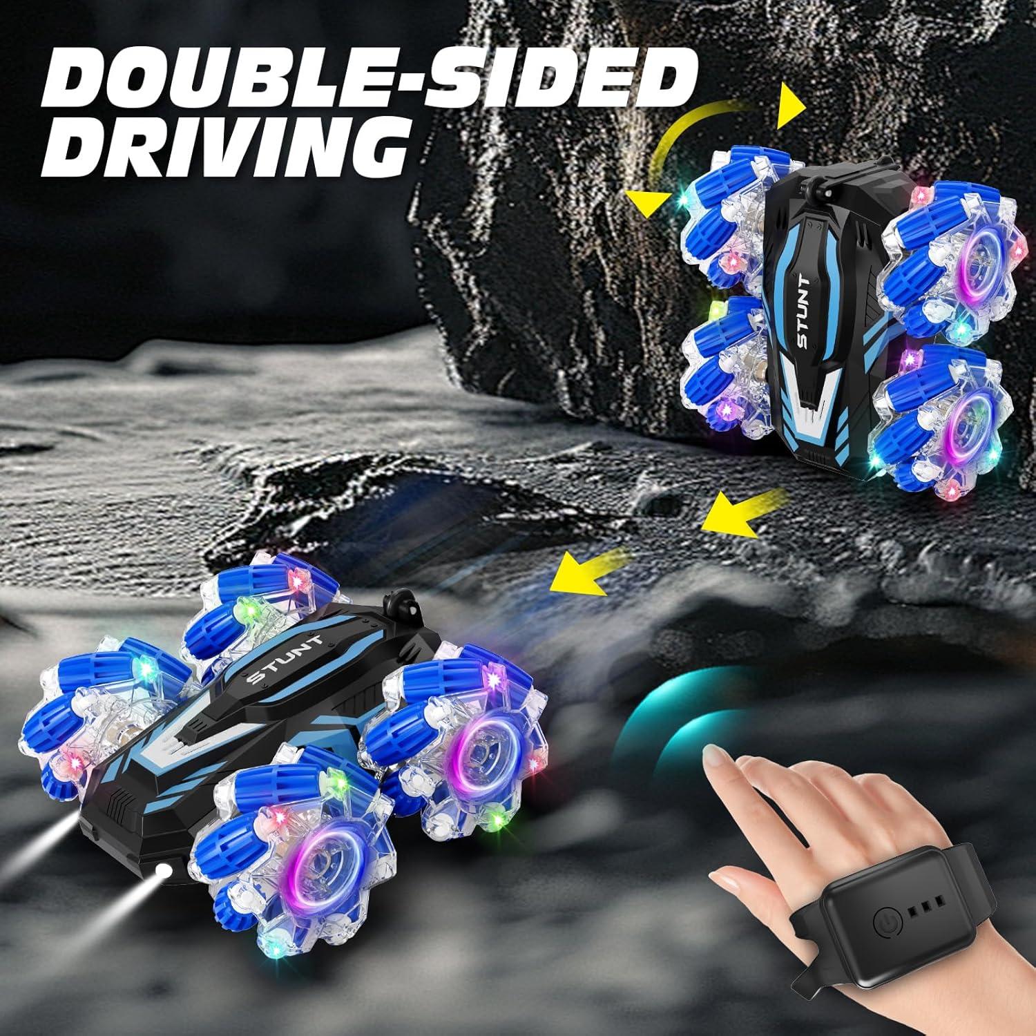 Toddler RC car，Gesture Sensing RC Stunt Car, Light and Music Remote Control Car, Double-Sided 360-degree Rotation Stunt Off-Road Vehicle, Birthday Gift for Boys and Girls Aged 3-12.