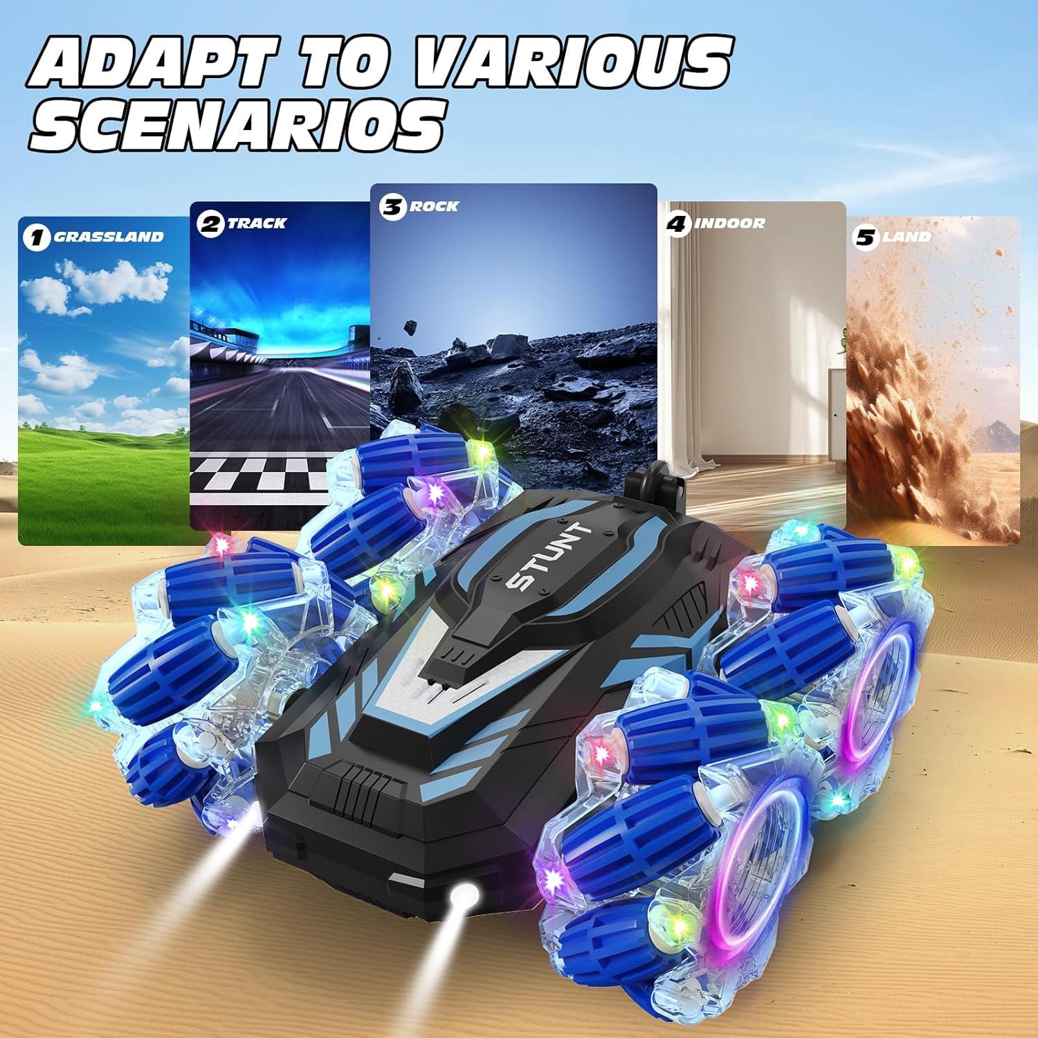 Toddler RC car，Gesture Sensing RC Stunt Car, Light and Music Remote Control Car, Double-Sided 360-degree Rotation Stunt Off-Road Vehicle, Birthday Gift for Boys and Girls Aged 3-12.