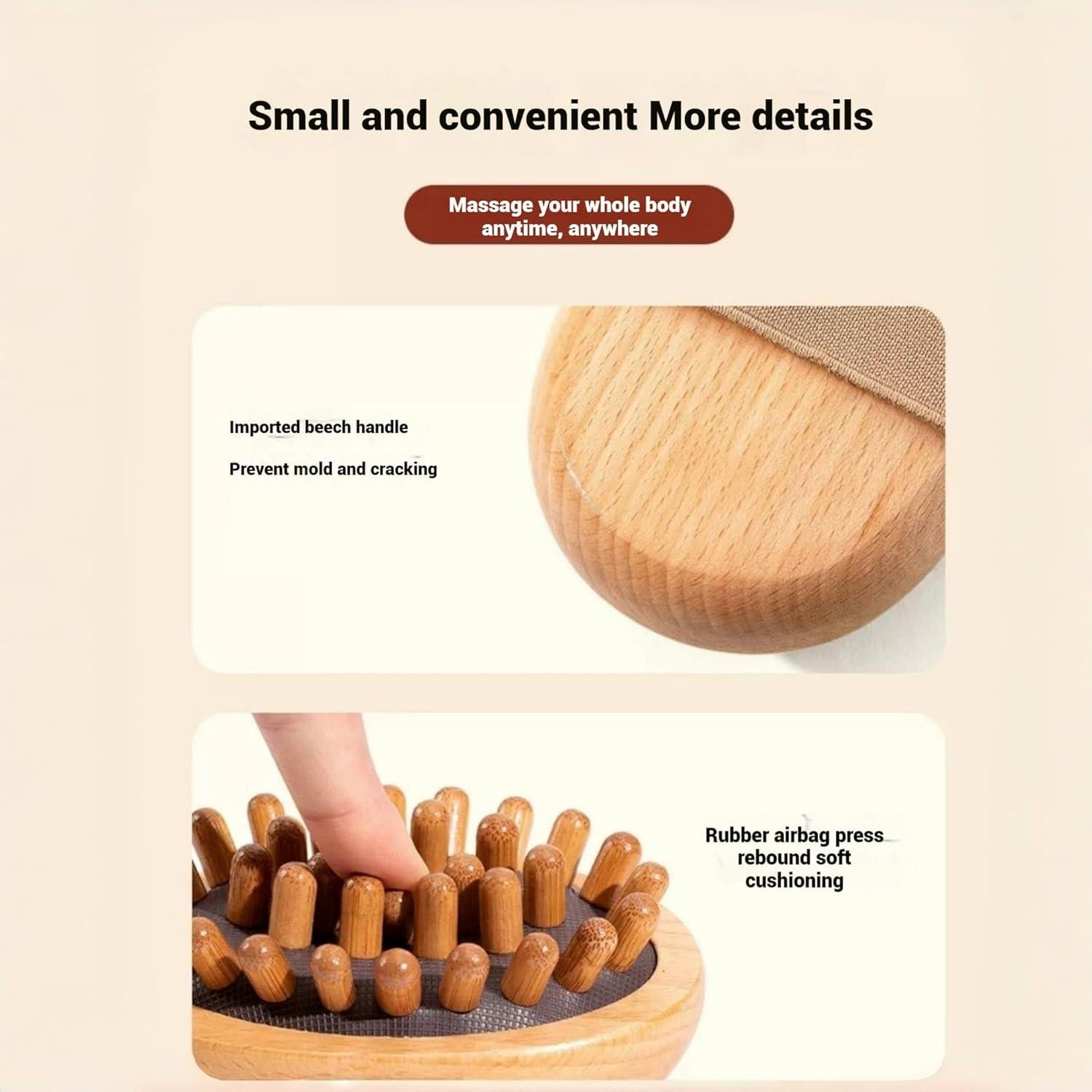 Peine de Masaje de Madera Natural TIKMNO 11x8cm para Relajación