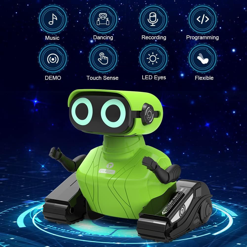 Kids Robot Toys, Rechargeable Remote Control Robot Toy with Touch Sense Recording Programming Music LED Eyes Dance Moves Flexible Head/Arms, RC Toys for Kids Boys Girls Age 3+ Birthday Gifts