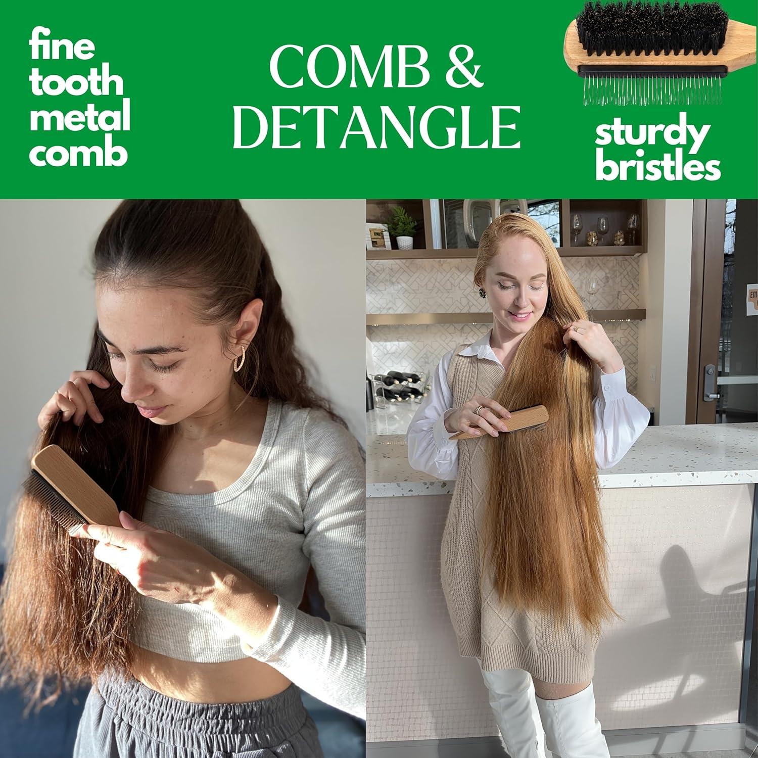 Cepillo de Cerda de Jabalí GranNaturals con Peine para Peinar