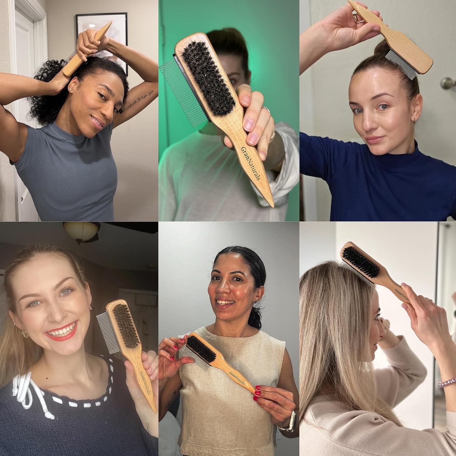 Cepillo de Cerda de Jabalí GranNaturals con Peine para Peinar