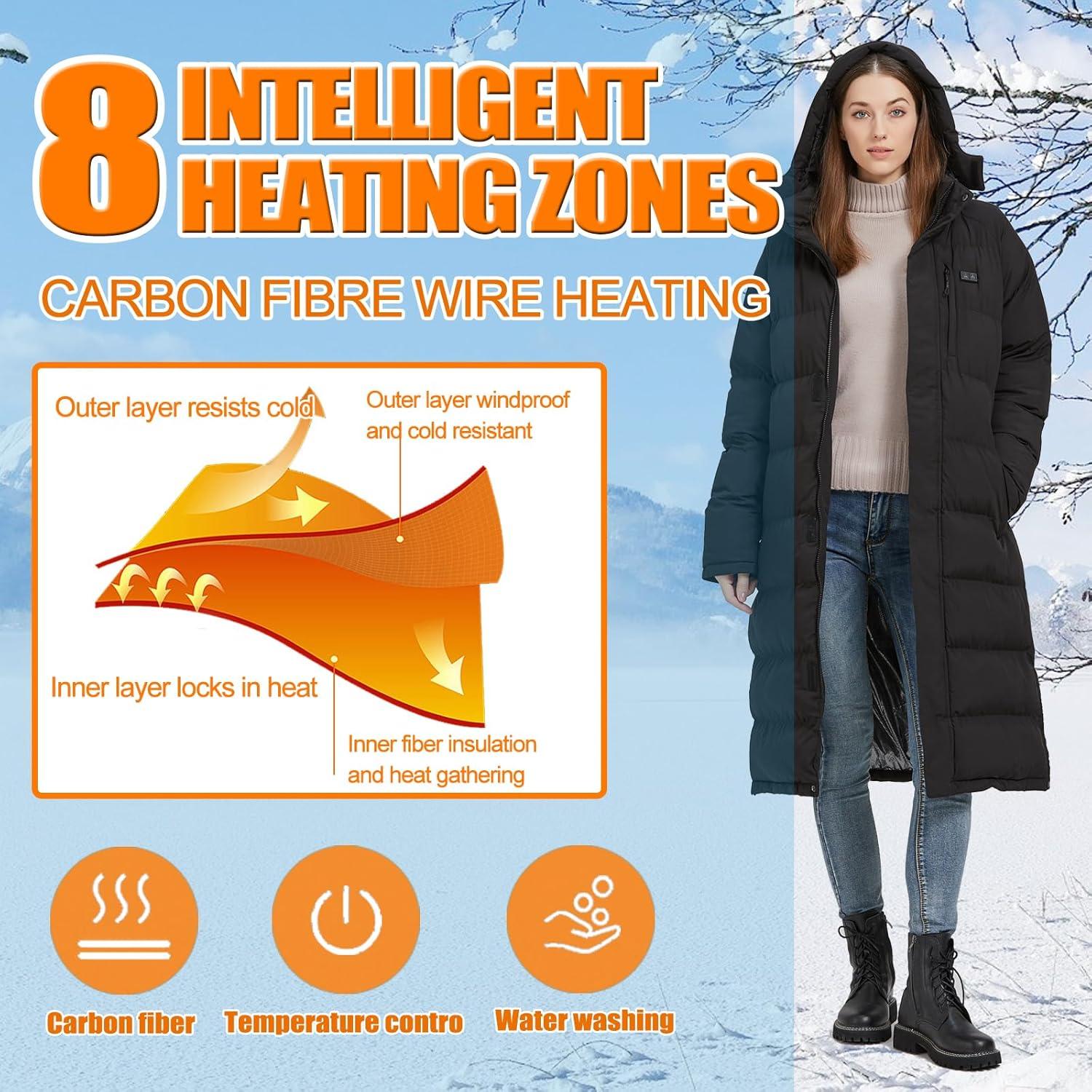 Chaqueta Calentada para Mujeres GPIOPGHO, Talla Mediana, Negra