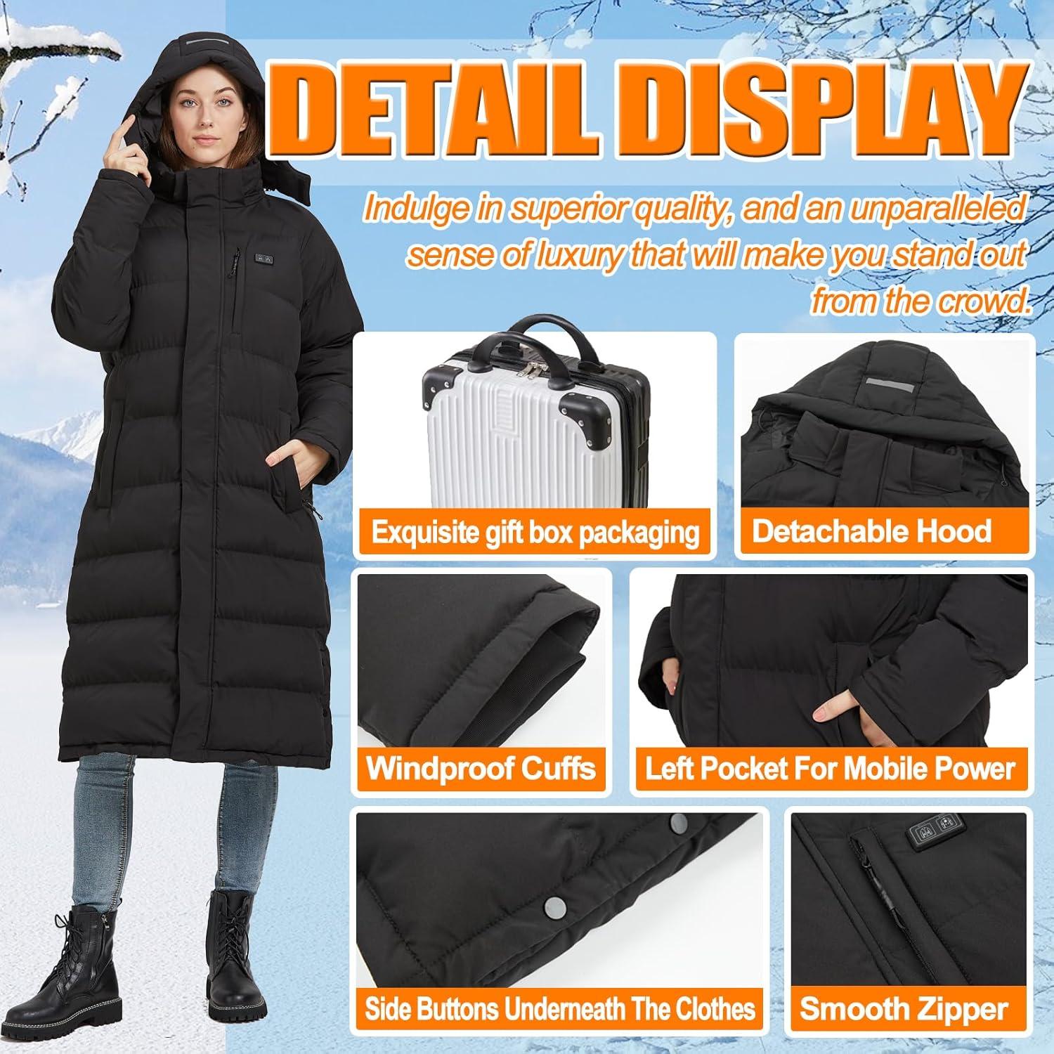 Chaqueta Calentada para Mujeres GPIOPGHO, Talla Mediana, Negra