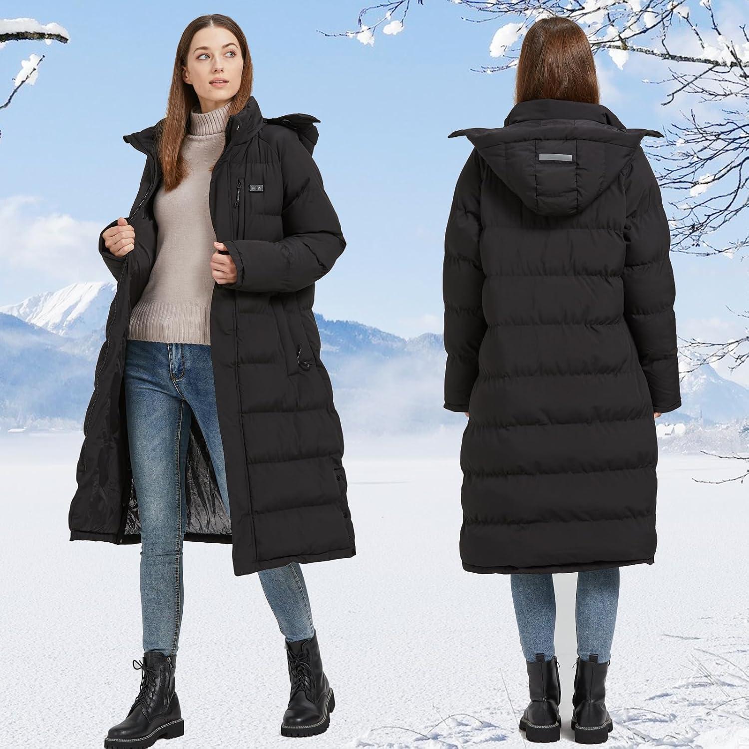 Chaqueta Calentada para Mujeres GPIOPGHO, Talla Mediana, Negra