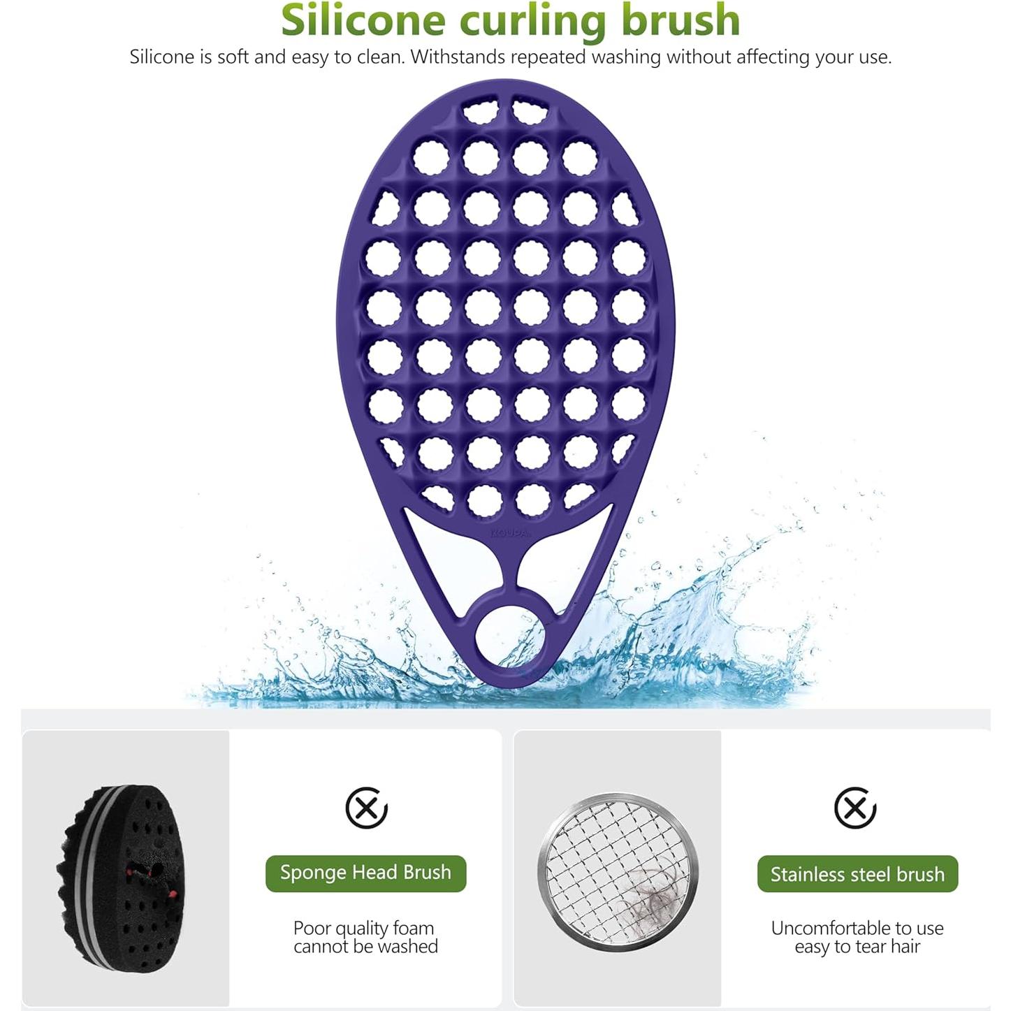 Cepillo Rizado de Silicona KOUPA para Rizos Afro 2 Piezas