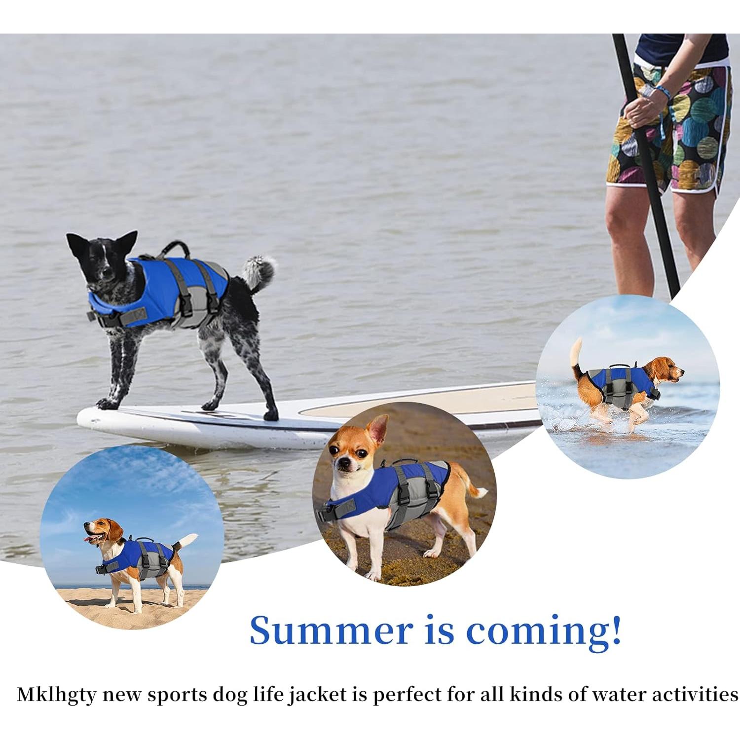 Chaleco Salvavidas para Perros Mklhgty Ajustable Azul X-Pequeño