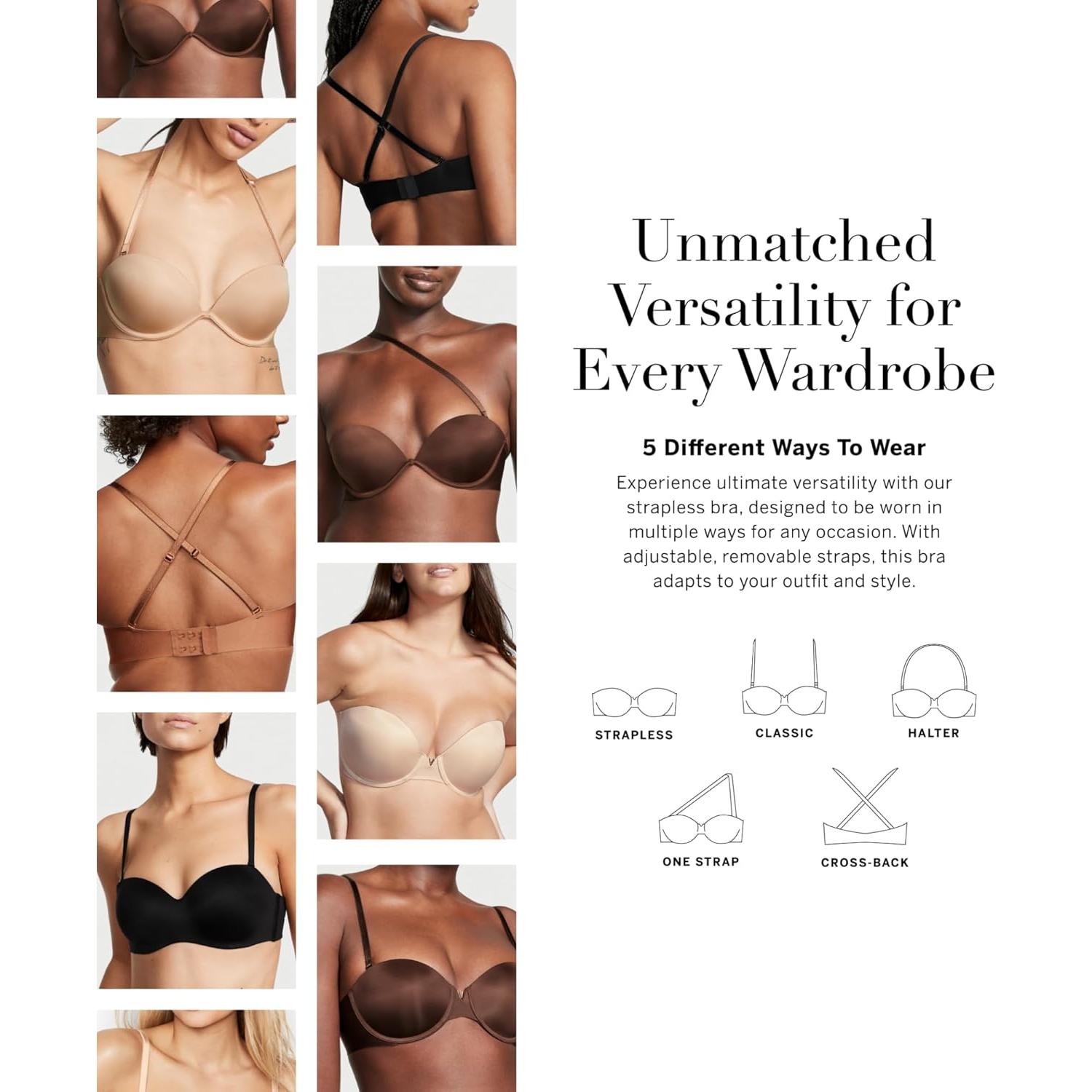 Sostén sin tirantes acolchado Victoria's Secret 38DDD negro