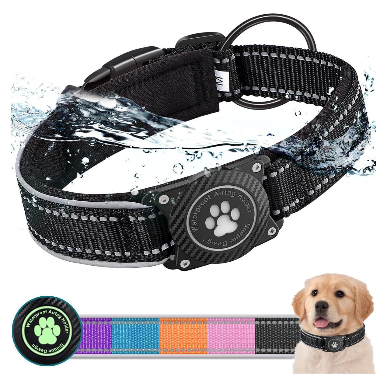 Collar para Perros Airtag OKVSKO Negro S Reflectante Impermeable