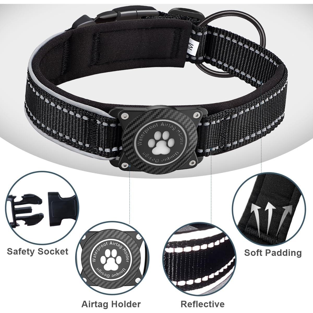 Collar para Perros Airtag OKVSKO Negro S Reflectante Impermeable