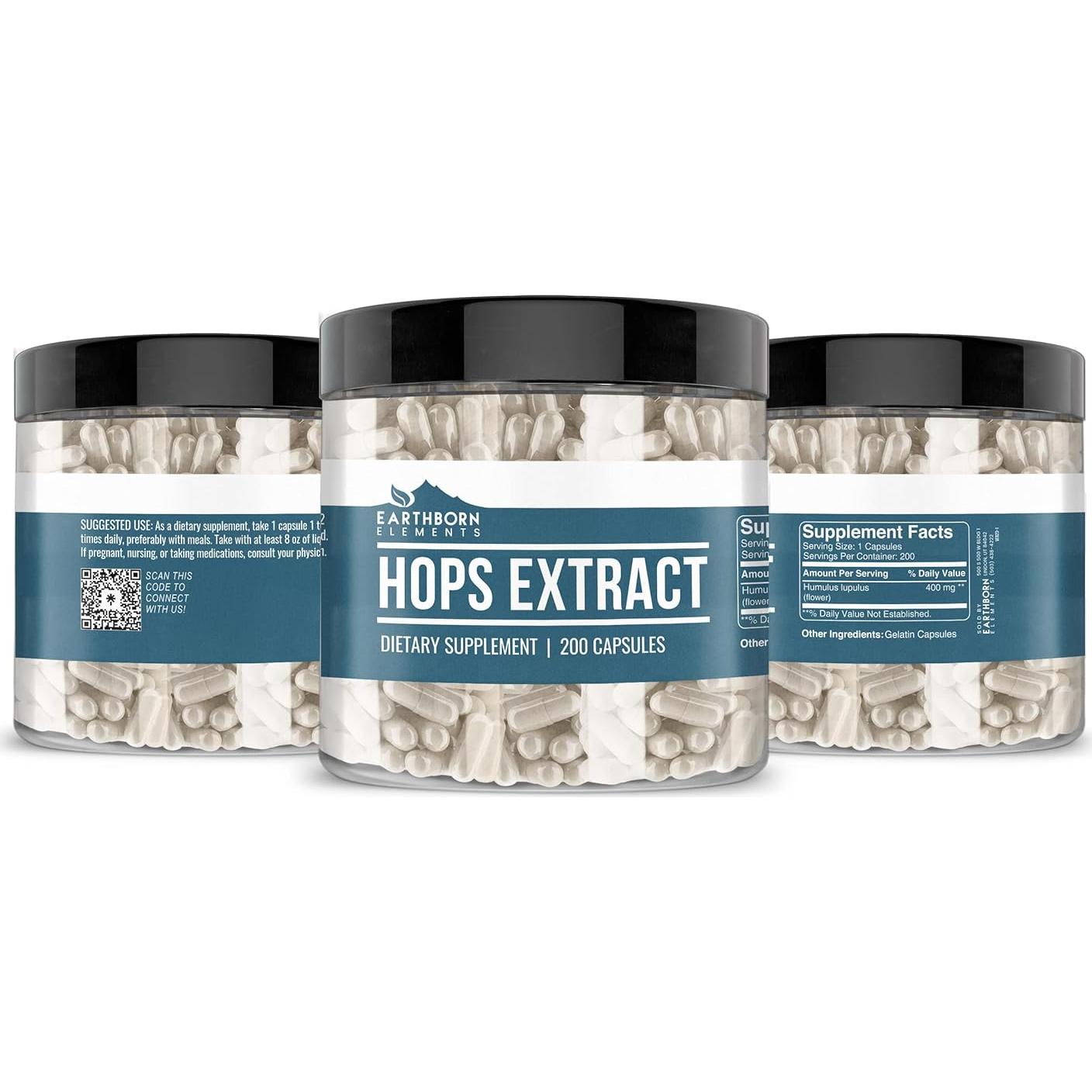 Extracto de Lúpulo Earthborn Elements 200 Cápsulas Puro
