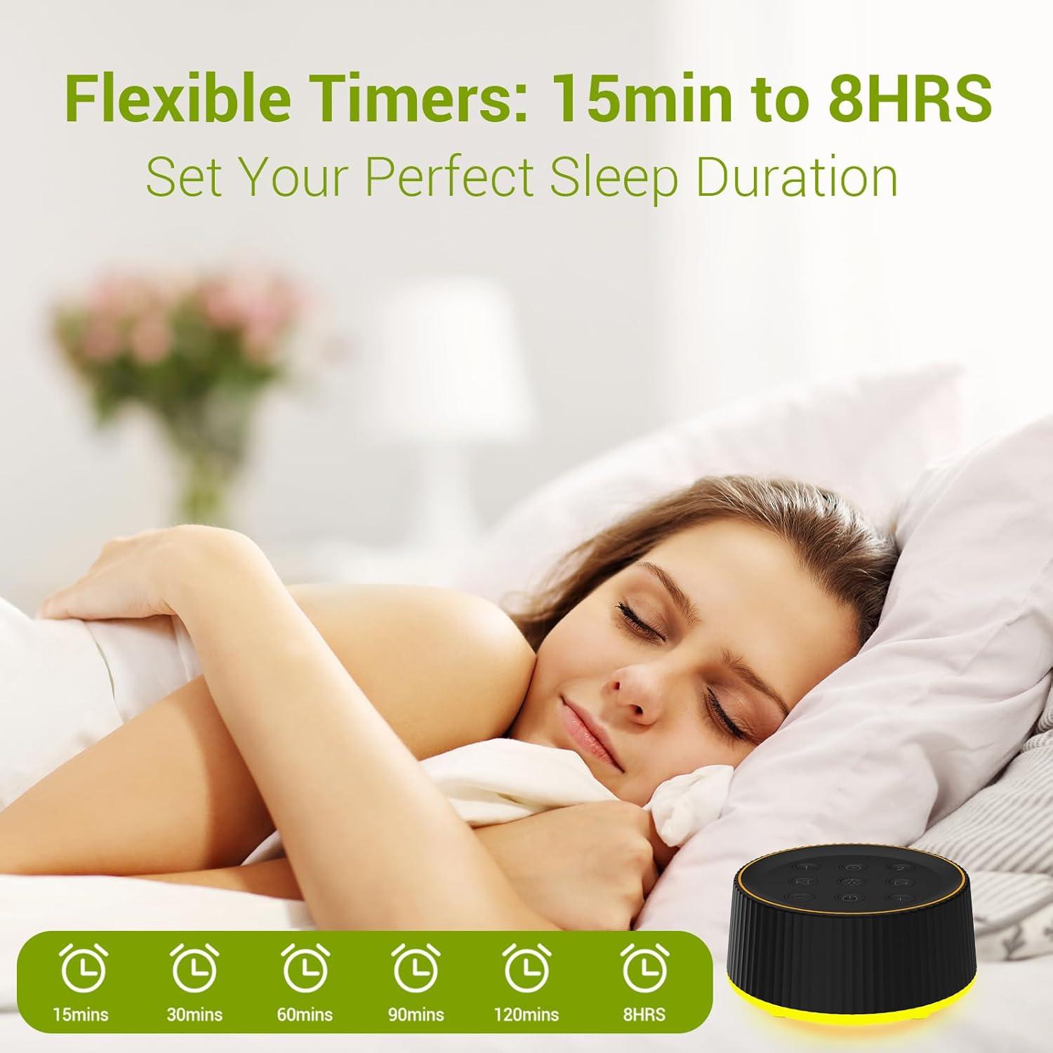 Máquina de Sonido Blanco BGOVERSS con 26 Sonidos y Luz Nocturna