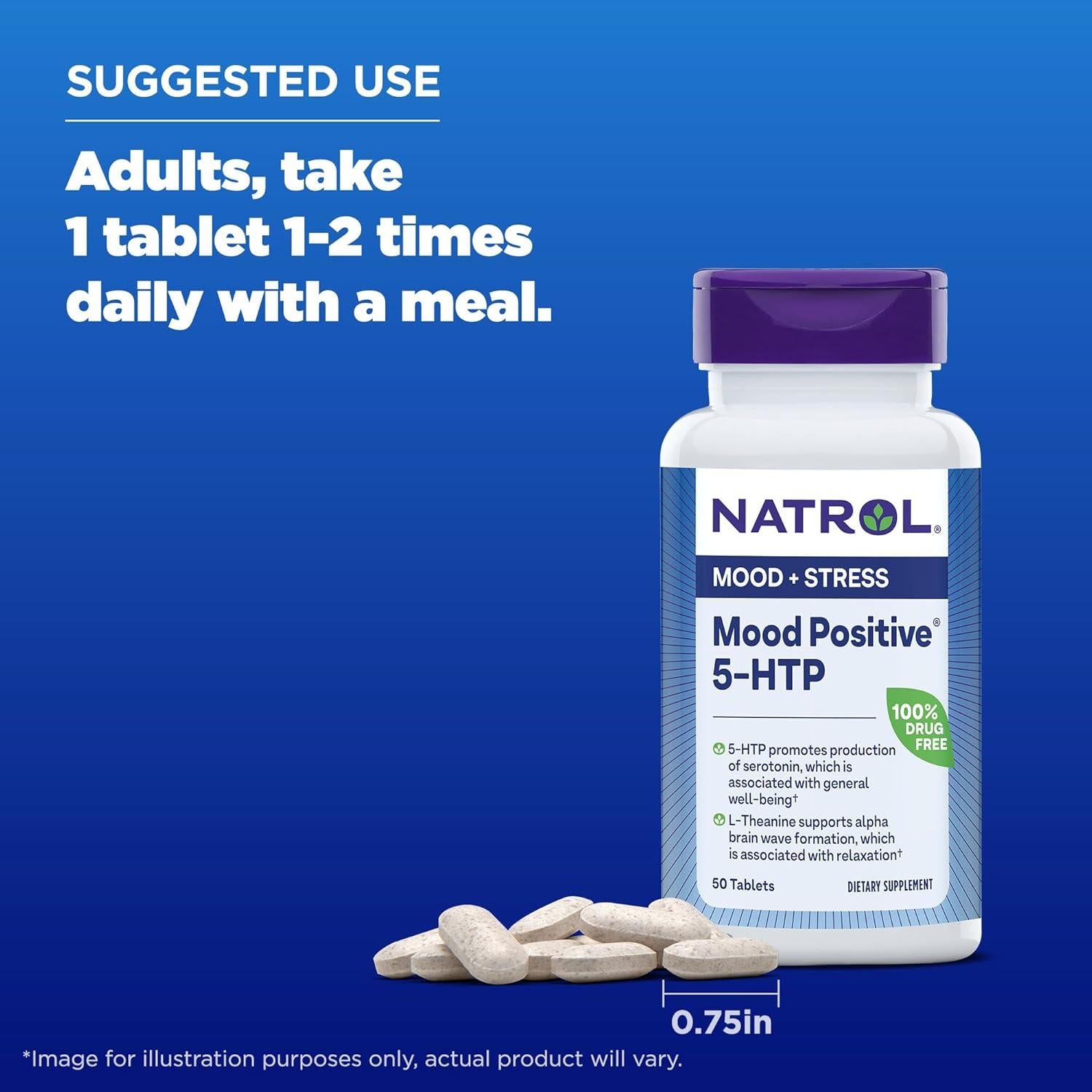 Suplemento Natrol Estado de Ánimo Positivo 5-HTP 50 Tabletas