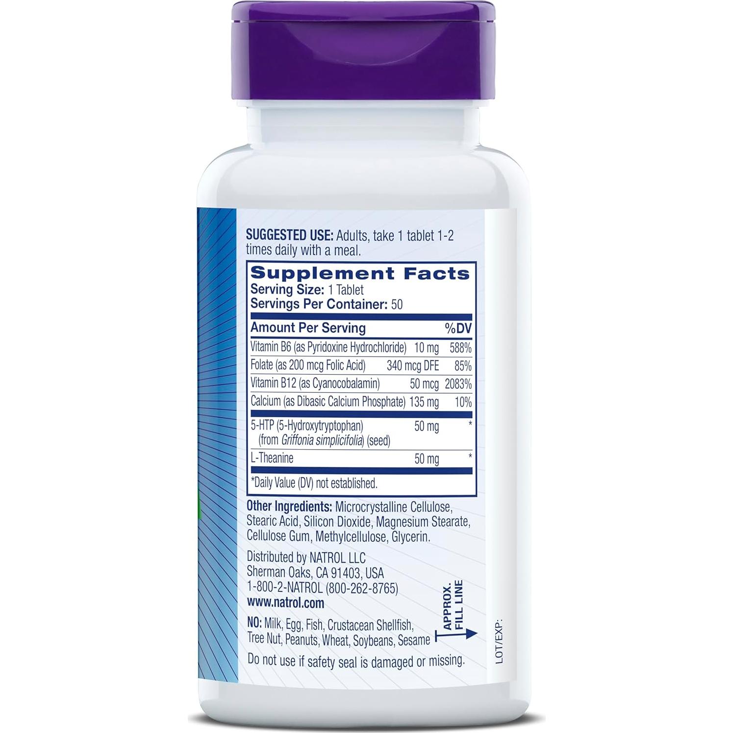 Suplemento Natrol Estado de Ánimo Positivo 5-HTP 50 Tabletas