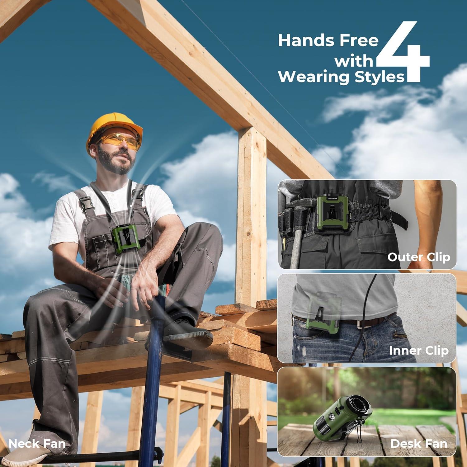 Ventilador Portátil COMLIFE K50 10000mAh 5 Velocidades Verde Militar