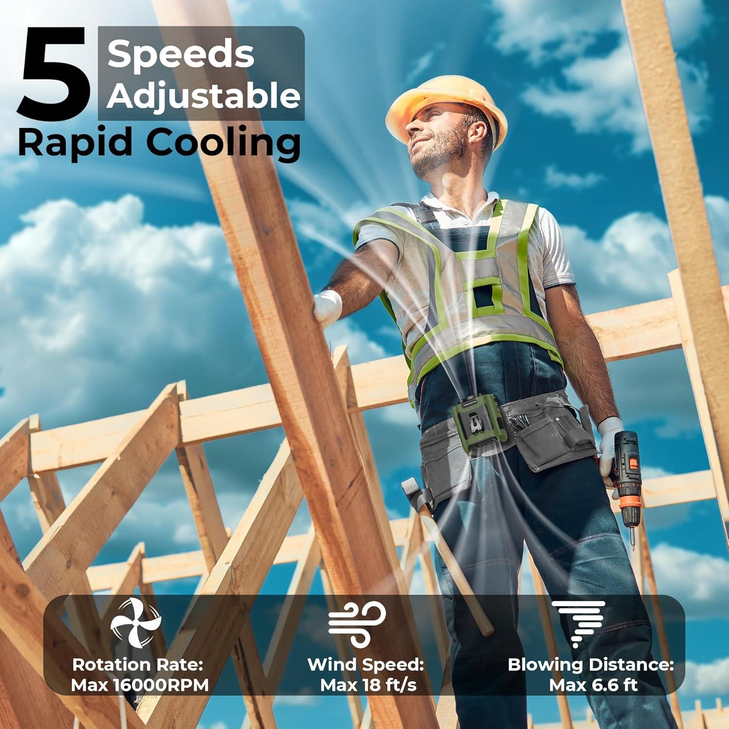 Ventilador Portátil COMLIFE K50 10000mAh 5 Velocidades Verde Militar