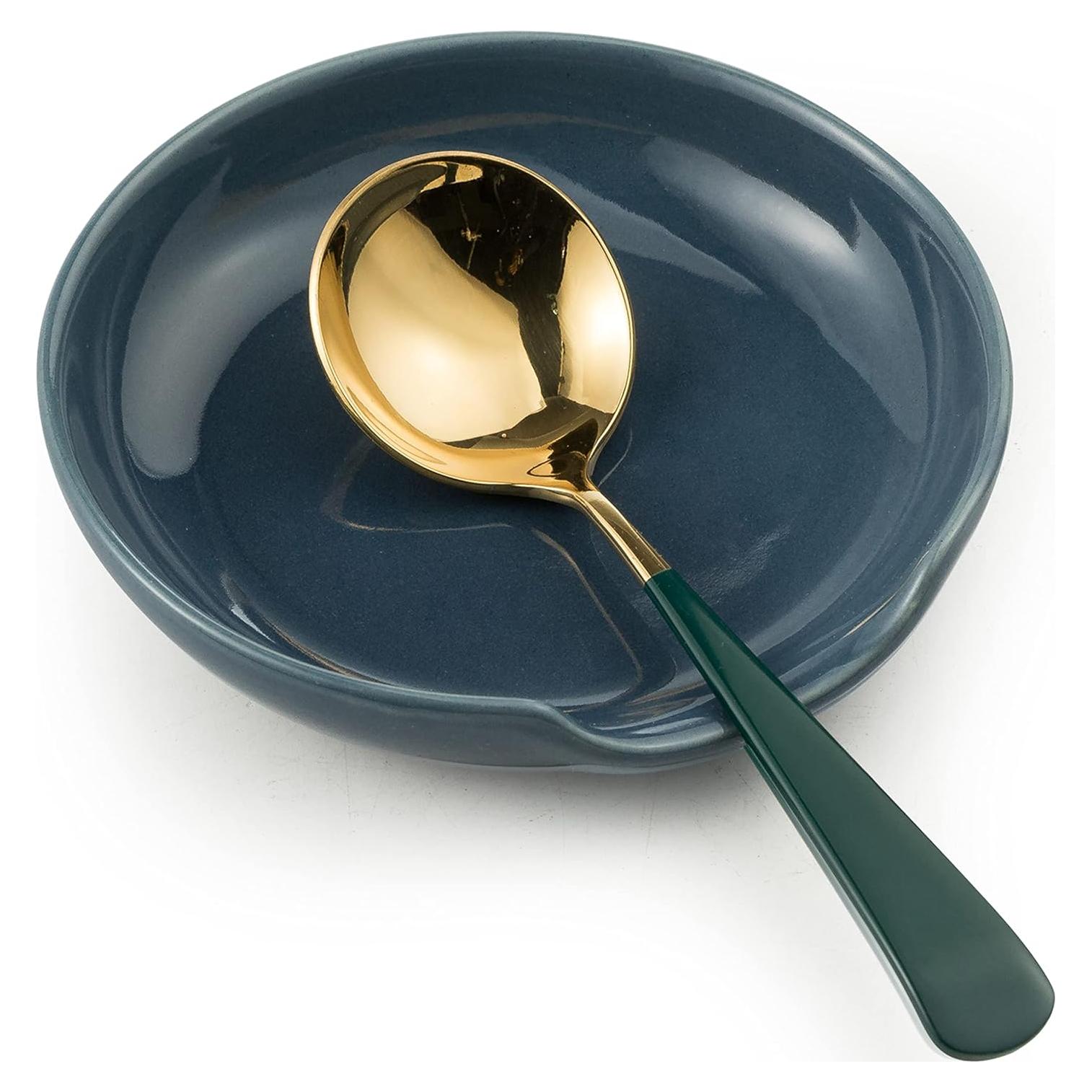 Soporte para cuchara Gomakren de cerámica azul 12.7 cm