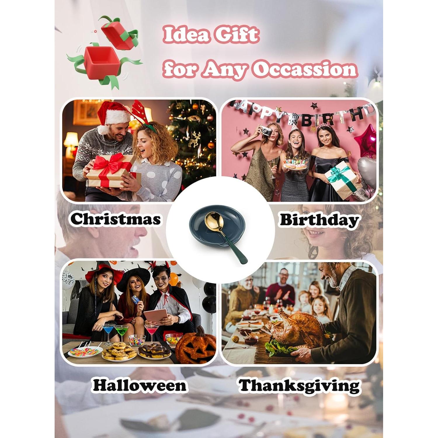 Soporte para cuchara Gomakren de cerámica azul 12.7 cm