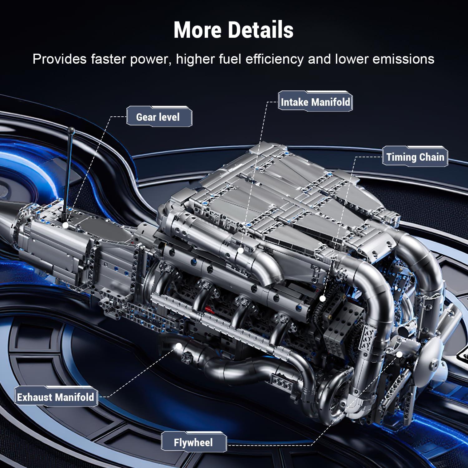 Kit de Motor V8 Twin Turbo Mould King 2899 Piezas STEM