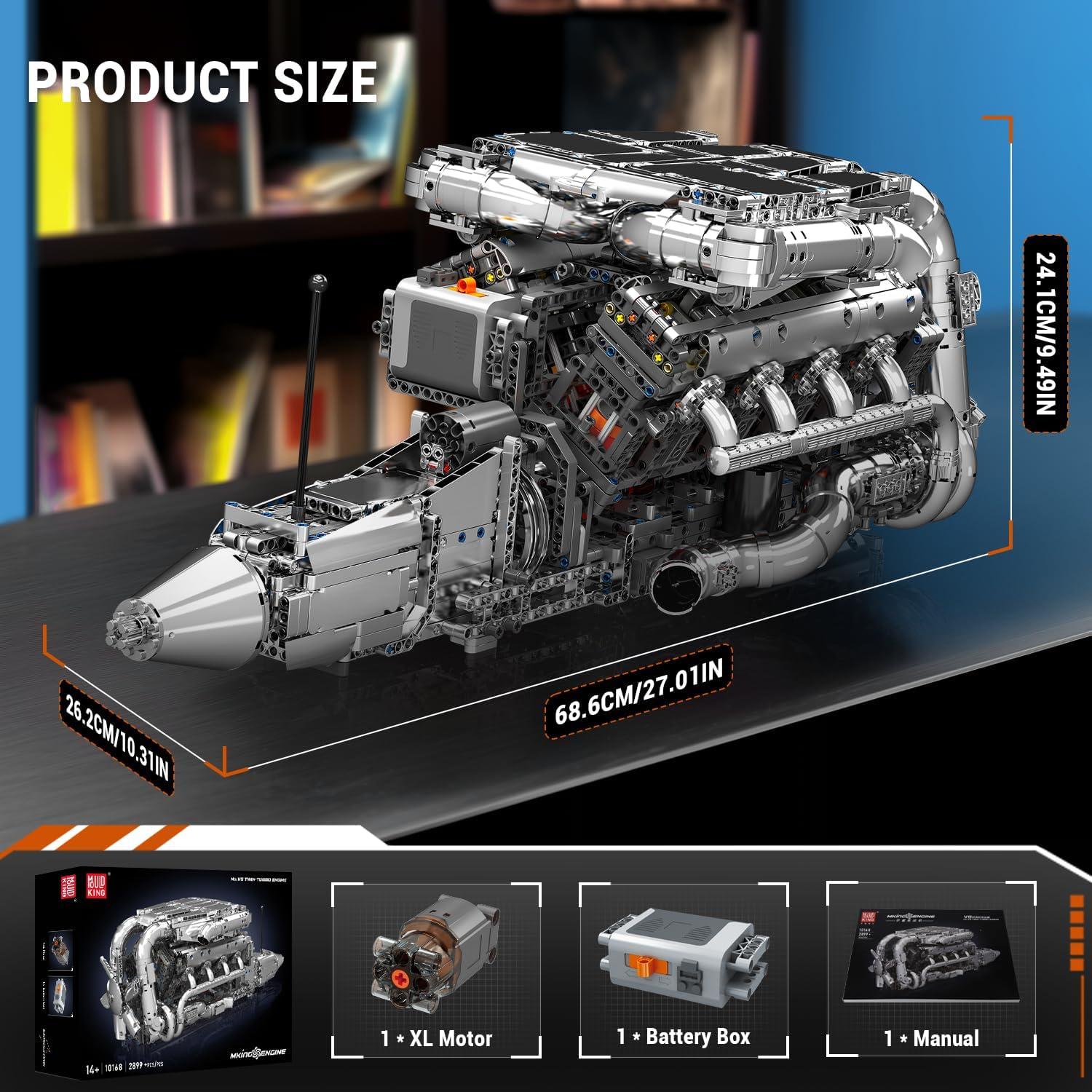 Kit de Motor V8 Twin Turbo Mould King 2899 Piezas STEM