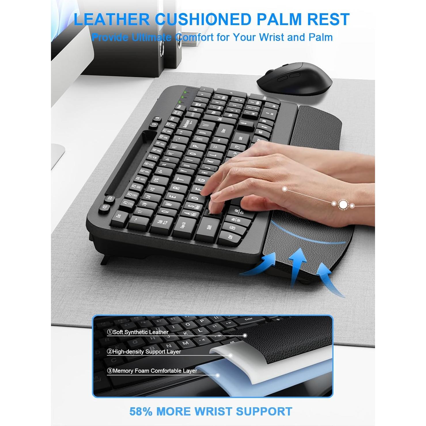 Combo Teclado y Ratón Inalámbrico Ergonómico Hayyiesh HPL812